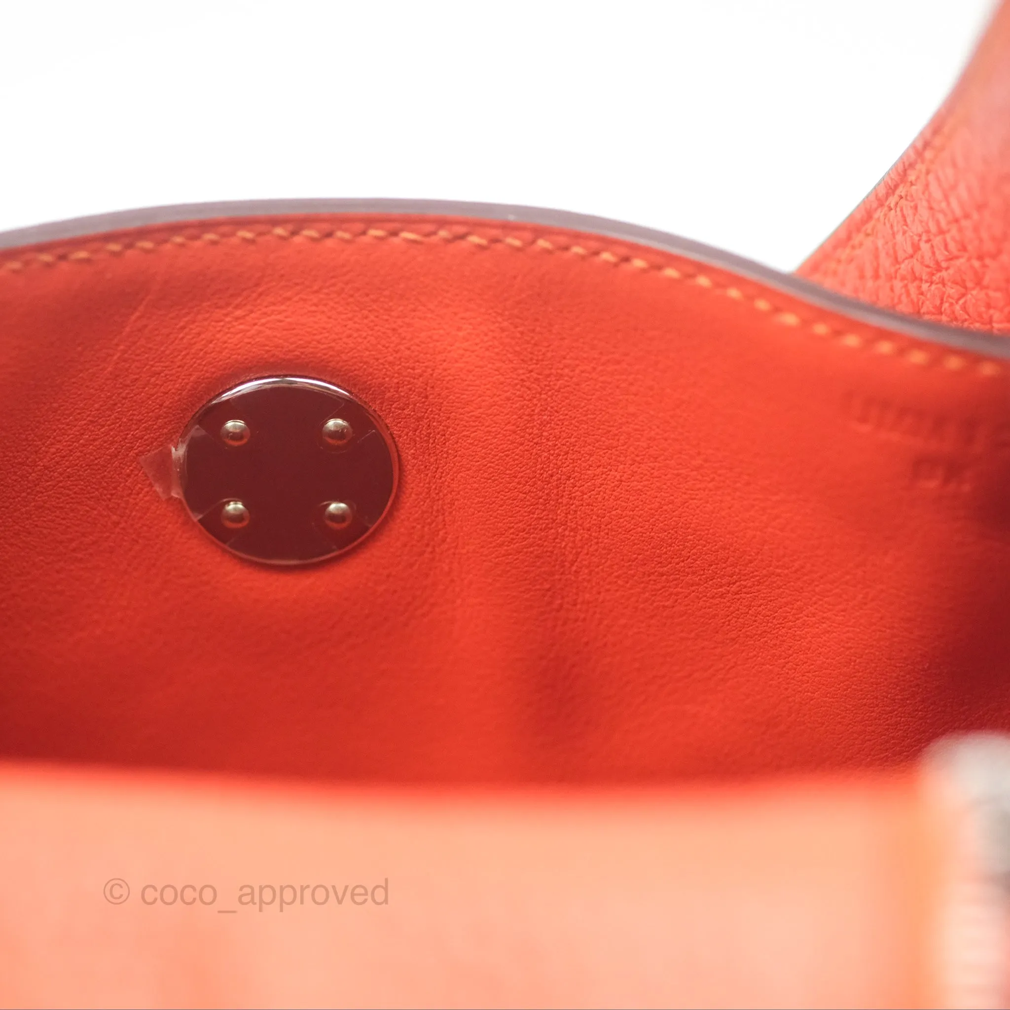 Herms Mini Lindy 20 Orange Poppy 8V Clemence Palladium Hardware