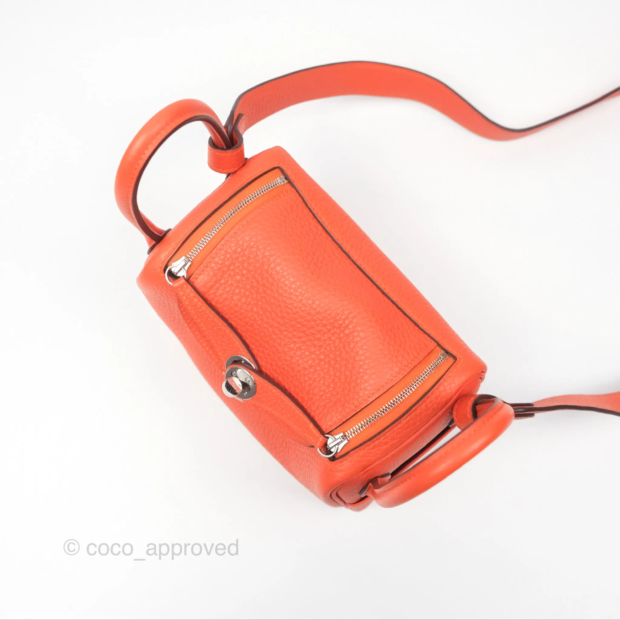 Herms Mini Lindy 20 Orange Poppy 8V Clemence Palladium Hardware