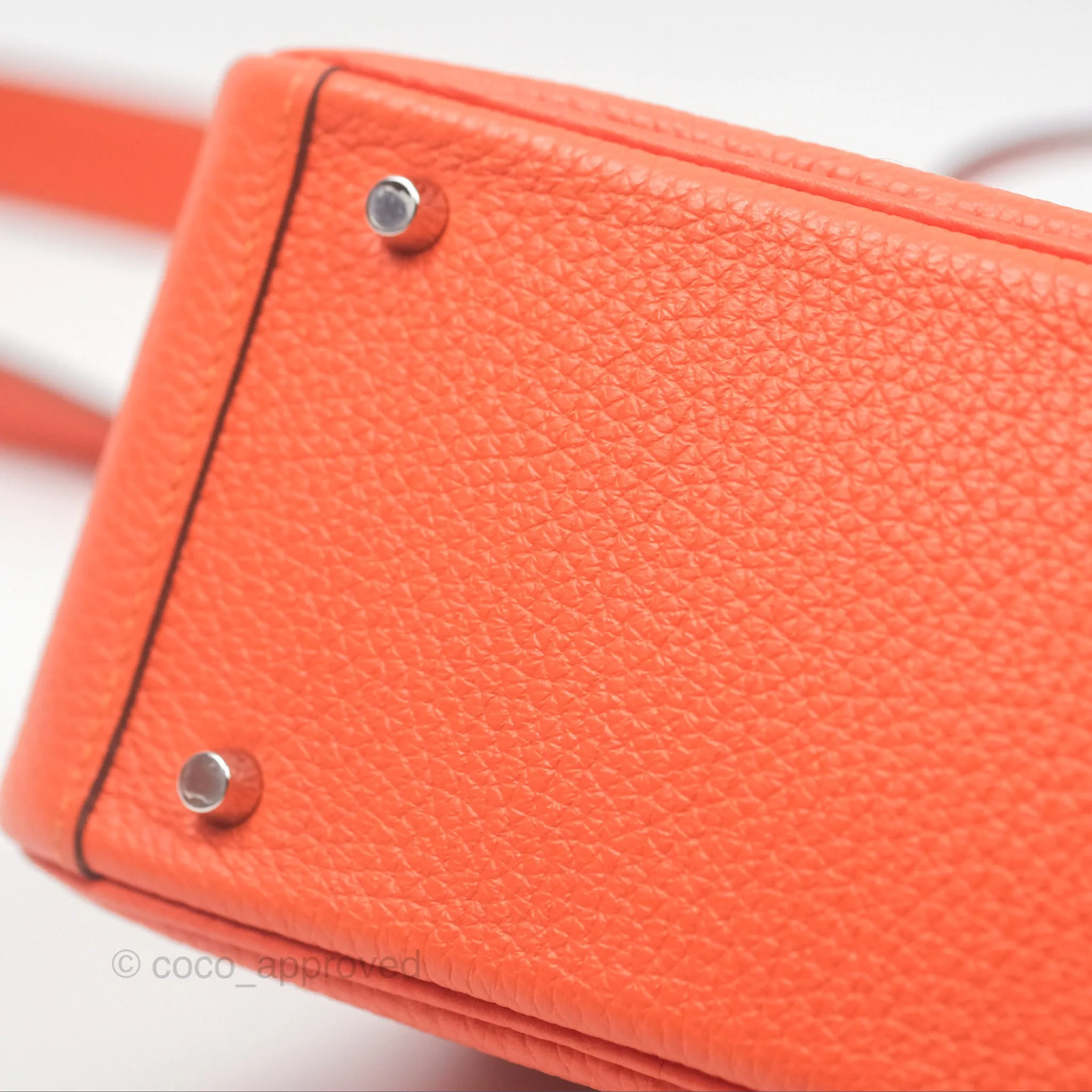 Herms Mini Lindy 20 Orange Poppy 8V Clemence Palladium Hardware