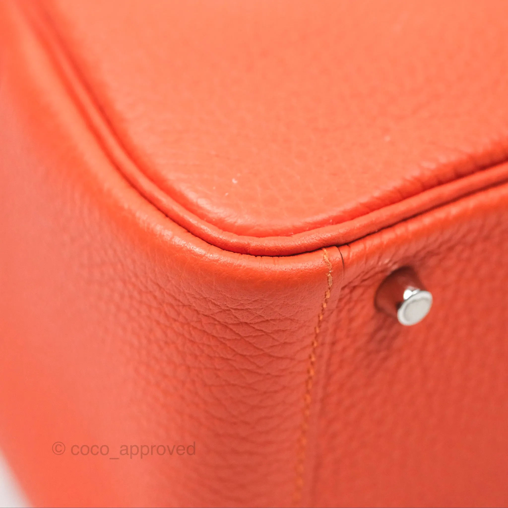 Herms Mini Lindy 20 Orange Poppy 8V Clemence Palladium Hardware