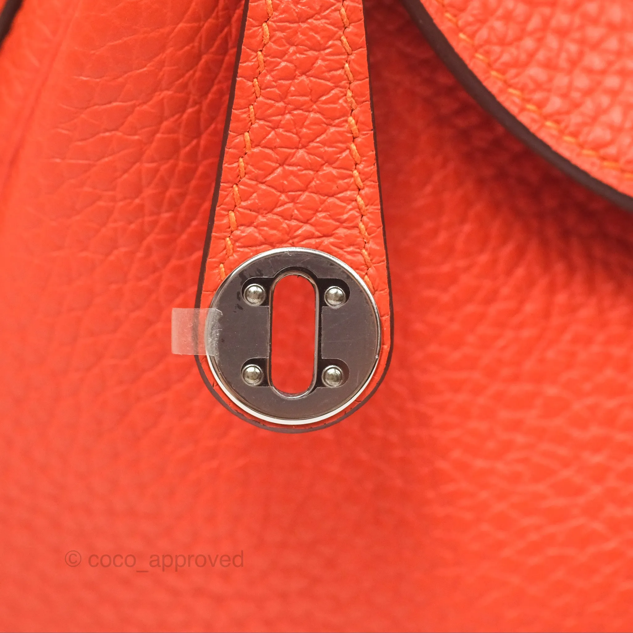 Herms Mini Lindy 20 Orange Poppy 8V Clemence Palladium Hardware