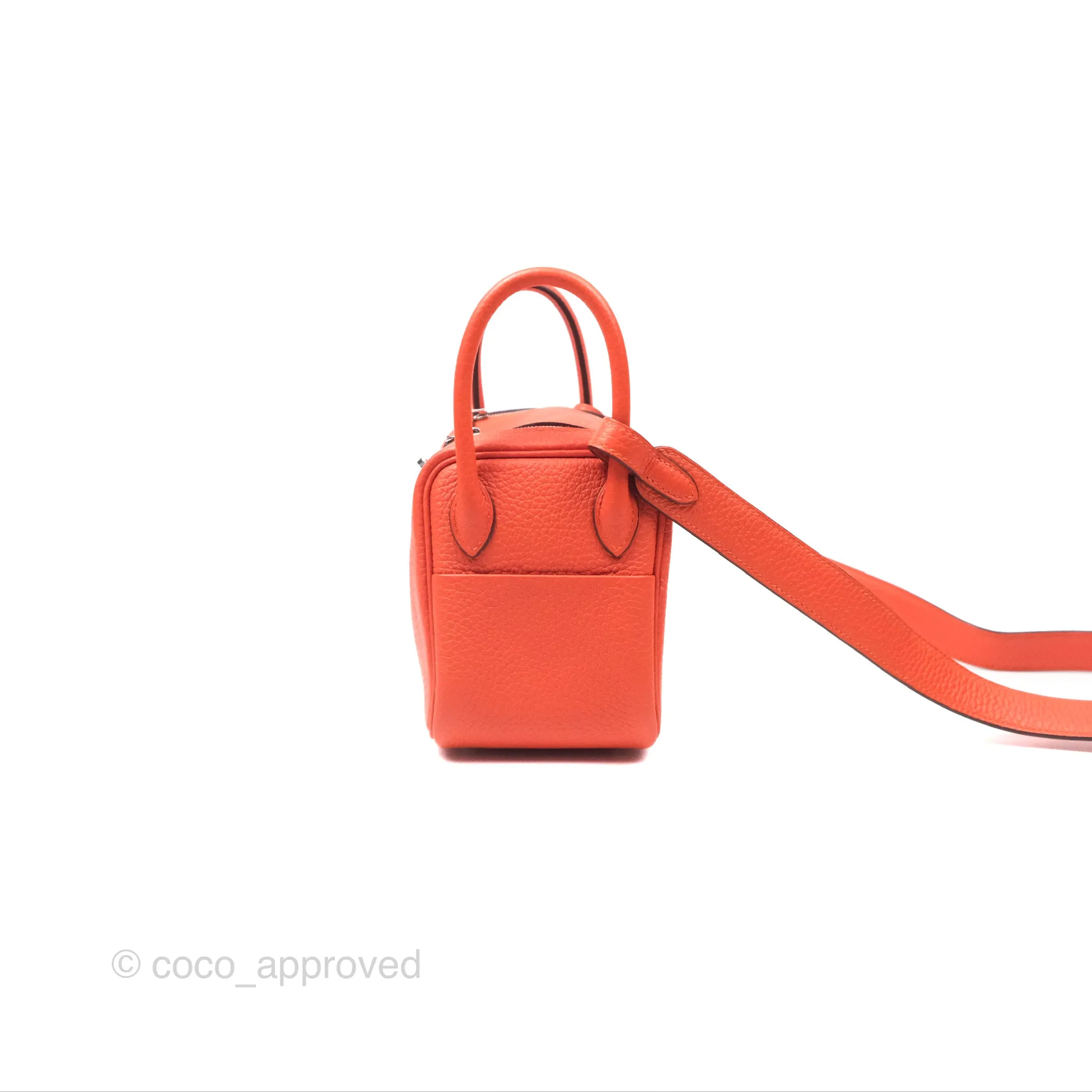 Herms Mini Lindy 20 Orange Poppy 8V Clemence Palladium Hardware