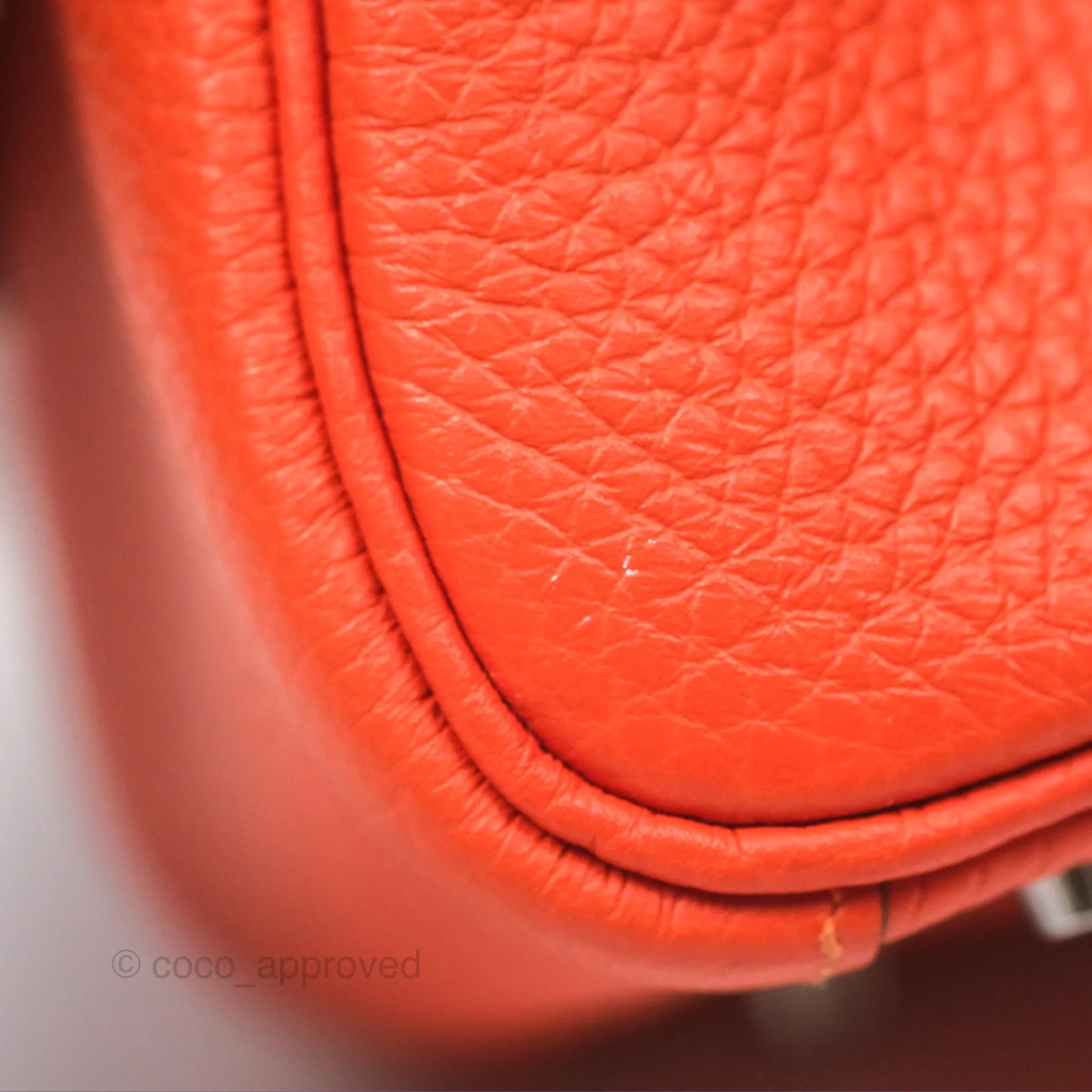 Herms Mini Lindy 20 Orange Poppy 8V Clemence Palladium Hardware