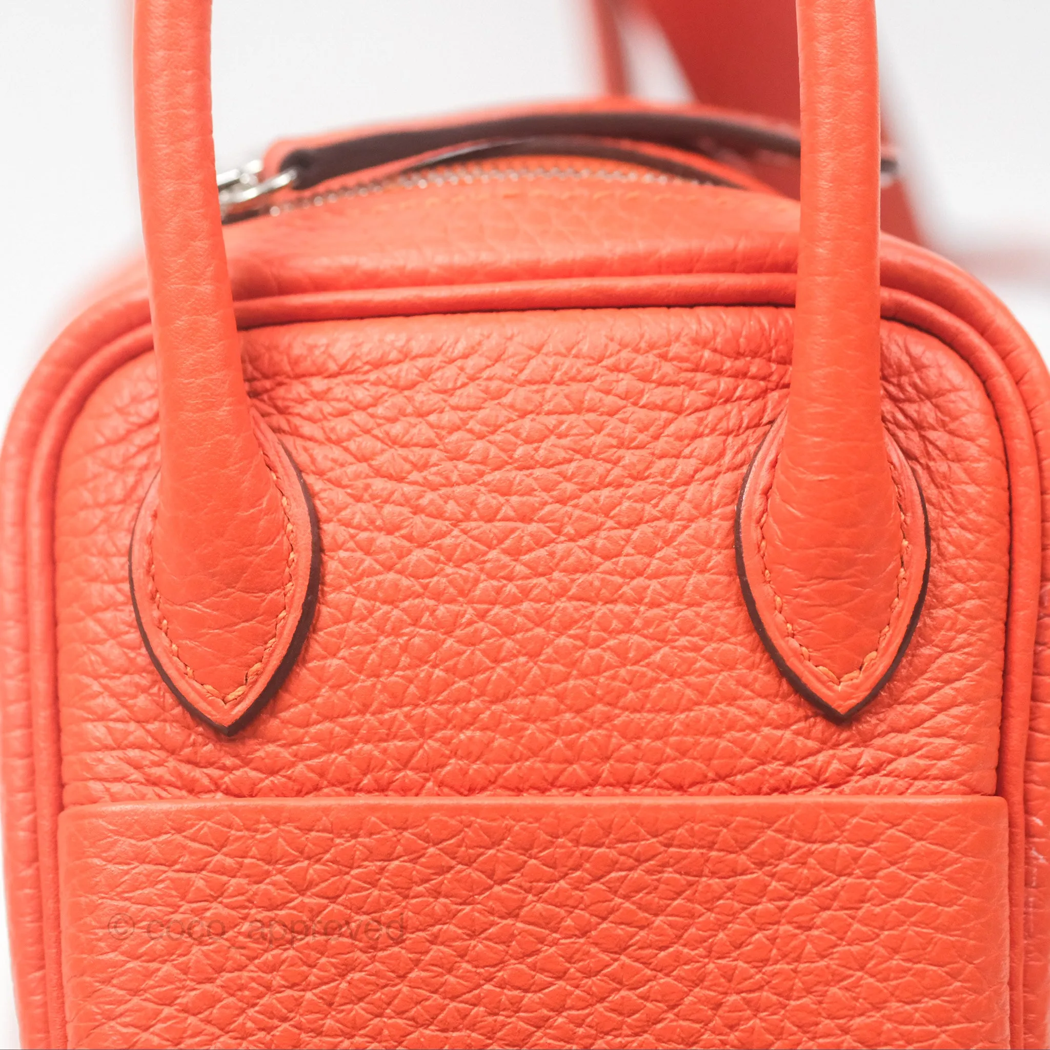Herms Mini Lindy 20 Orange Poppy 8V Clemence Palladium Hardware