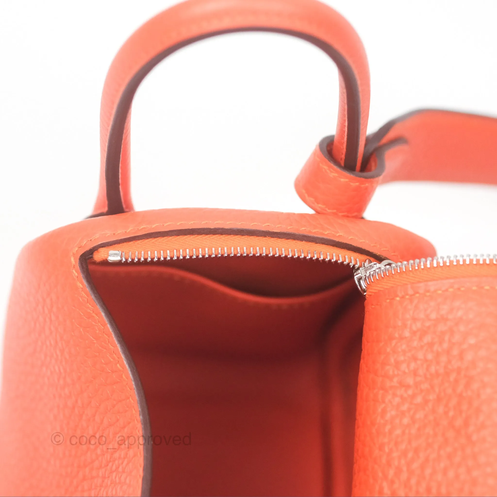 Herms Mini Lindy 20 Orange Poppy 8V Clemence Palladium Hardware