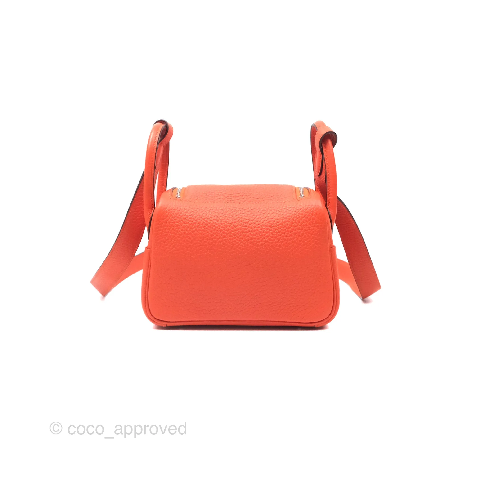 Herms Mini Lindy 20 Orange Poppy 8V Clemence Palladium Hardware