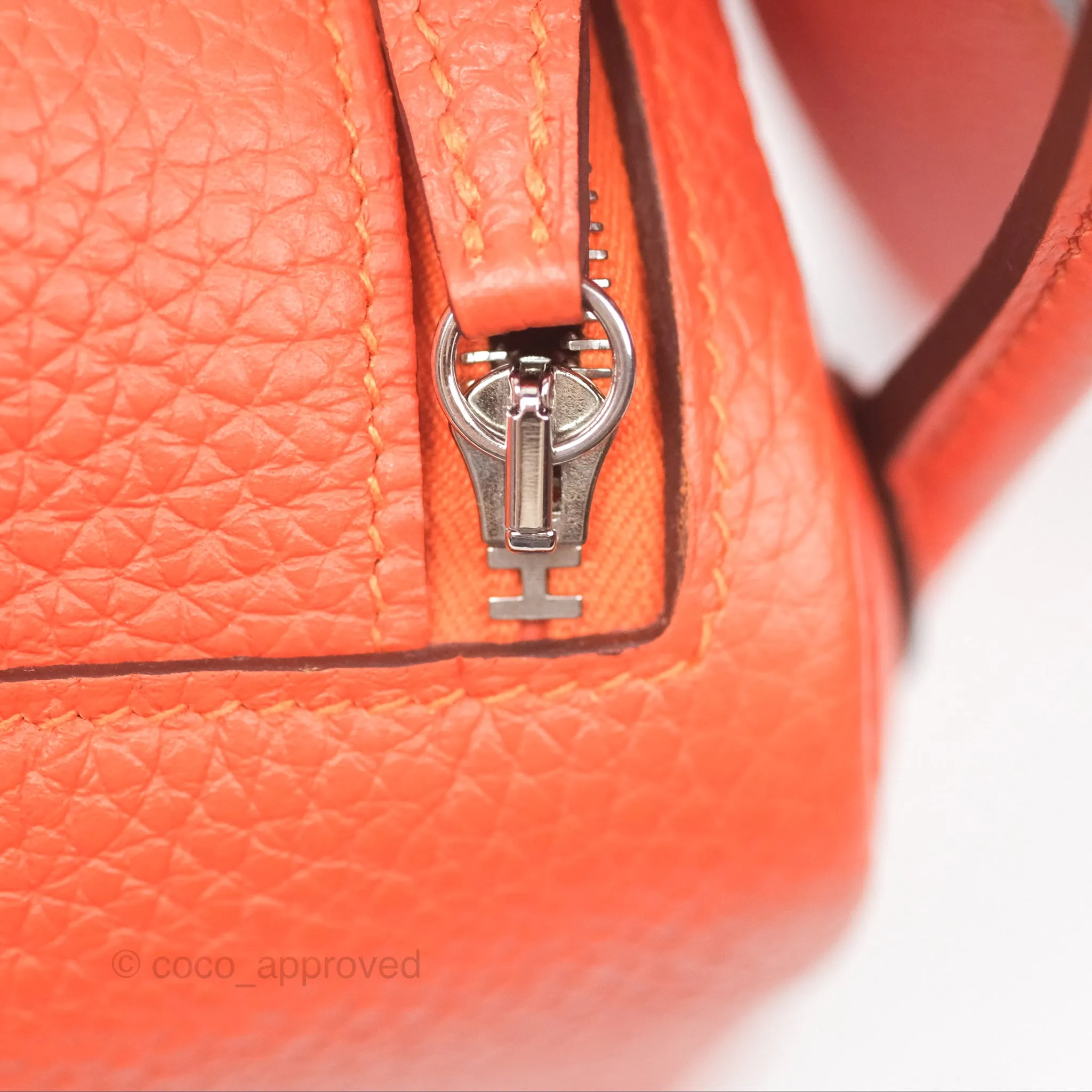 Herms Mini Lindy 20 Orange Poppy 8V Clemence Palladium Hardware