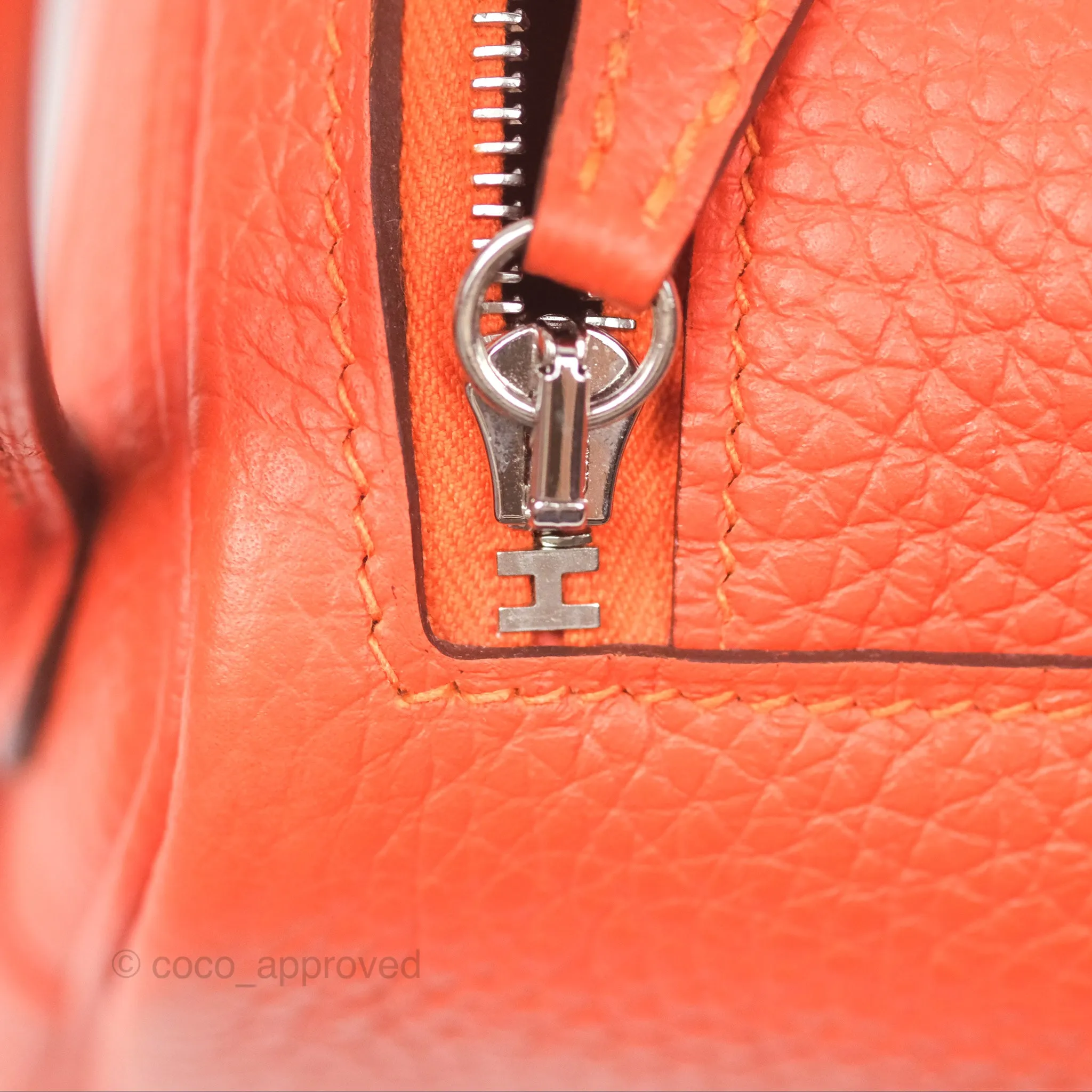Herms Mini Lindy 20 Orange Poppy 8V Clemence Palladium Hardware