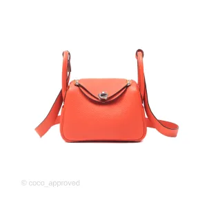 Herms Mini Lindy 20 Orange Poppy 8V Clemence Palladium Hardware