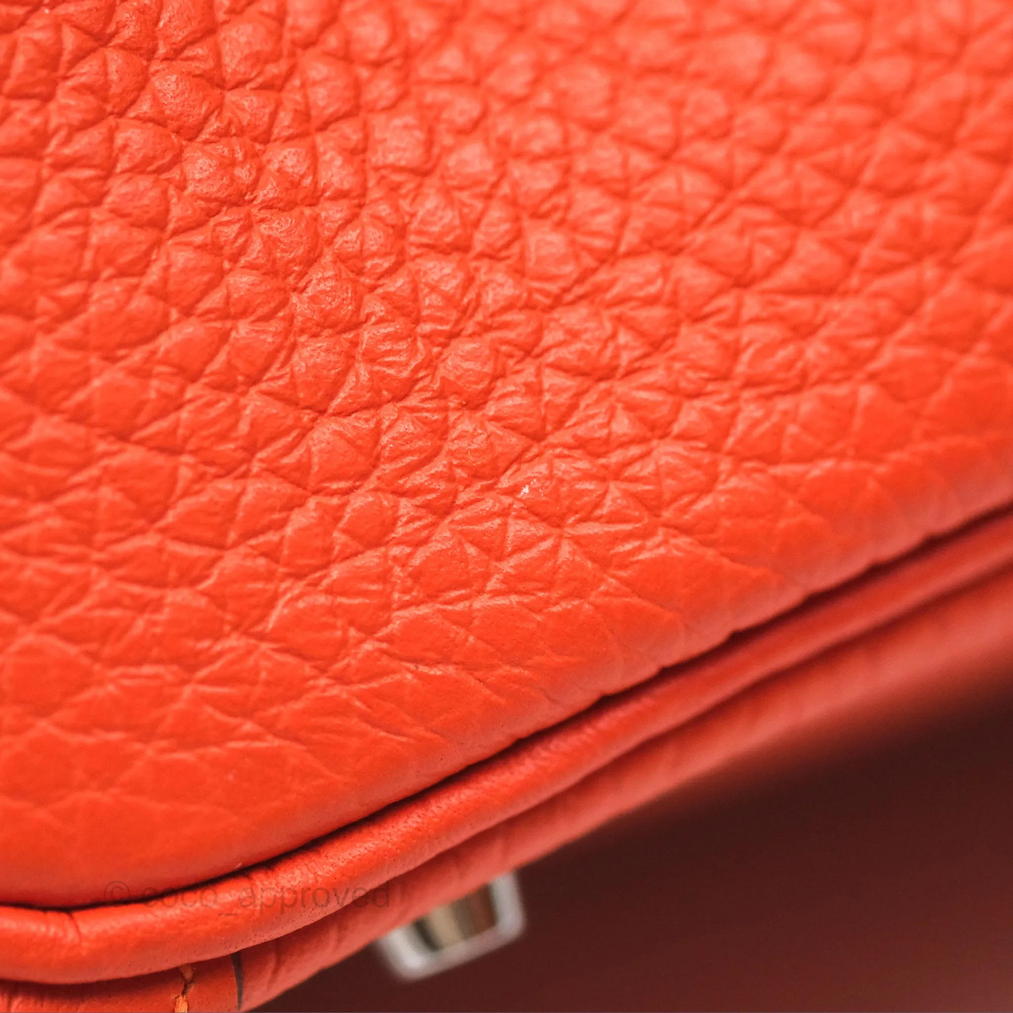 Herms Mini Lindy 20 Orange Poppy 8V Clemence Palladium Hardware