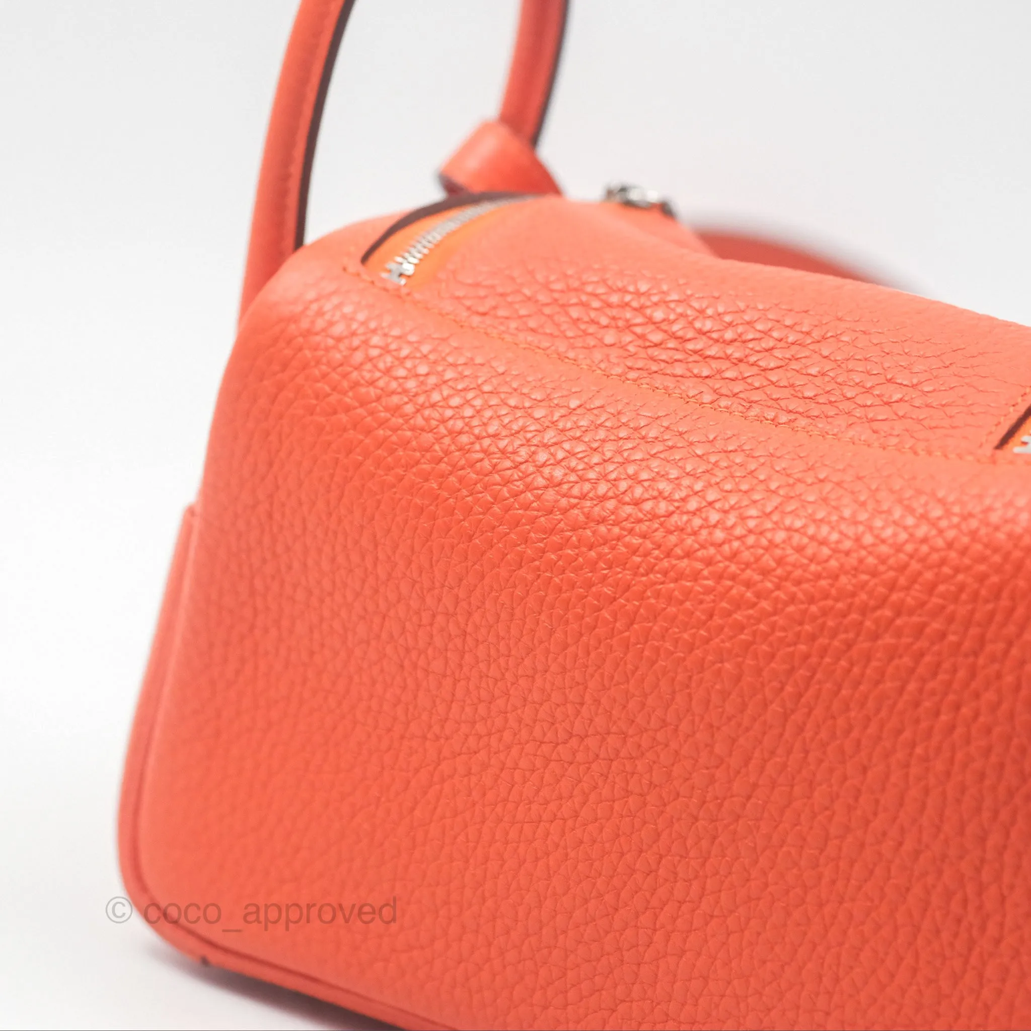 Herms Mini Lindy 20 Orange Poppy 8V Clemence Palladium Hardware