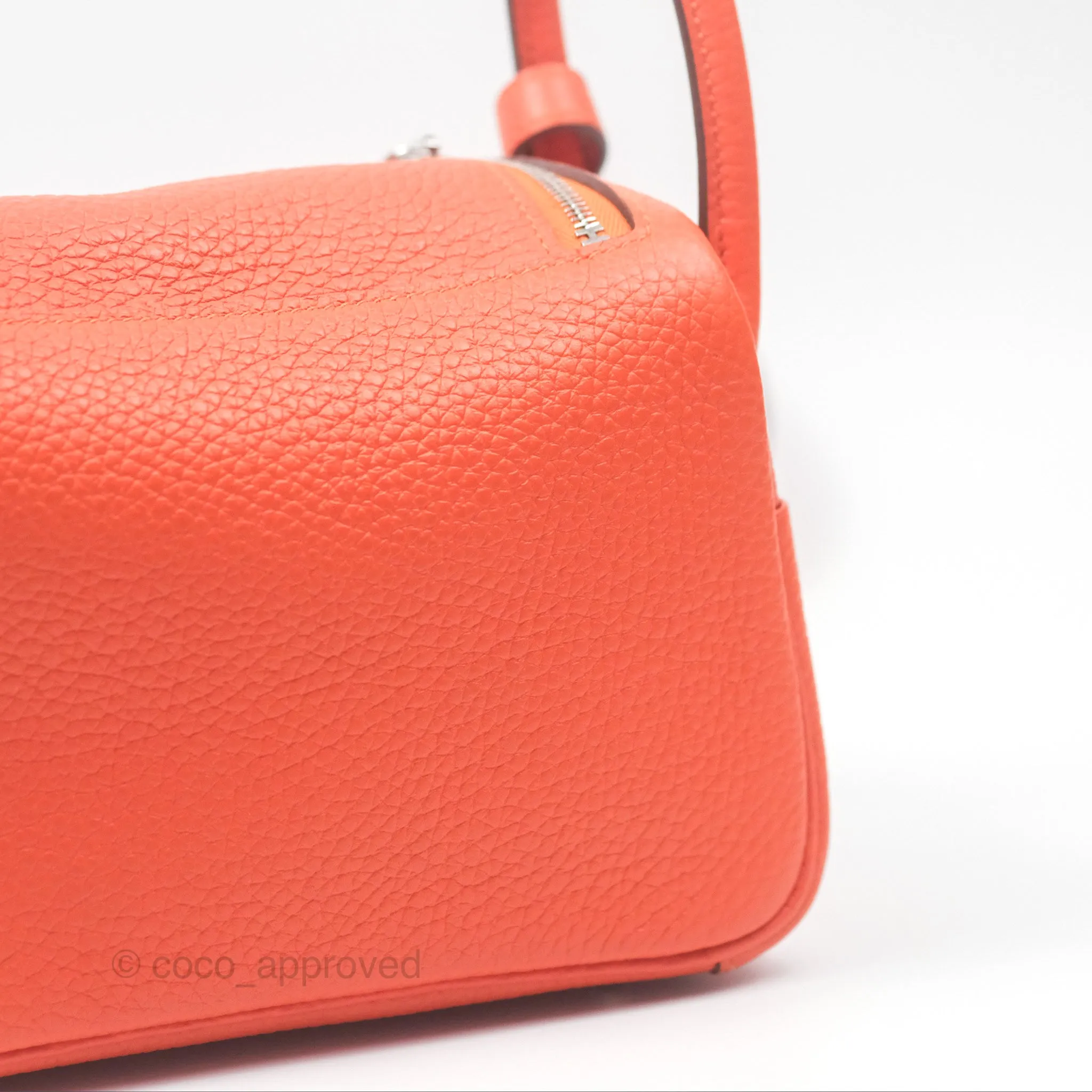Herms Mini Lindy 20 Orange Poppy 8V Clemence Palladium Hardware
