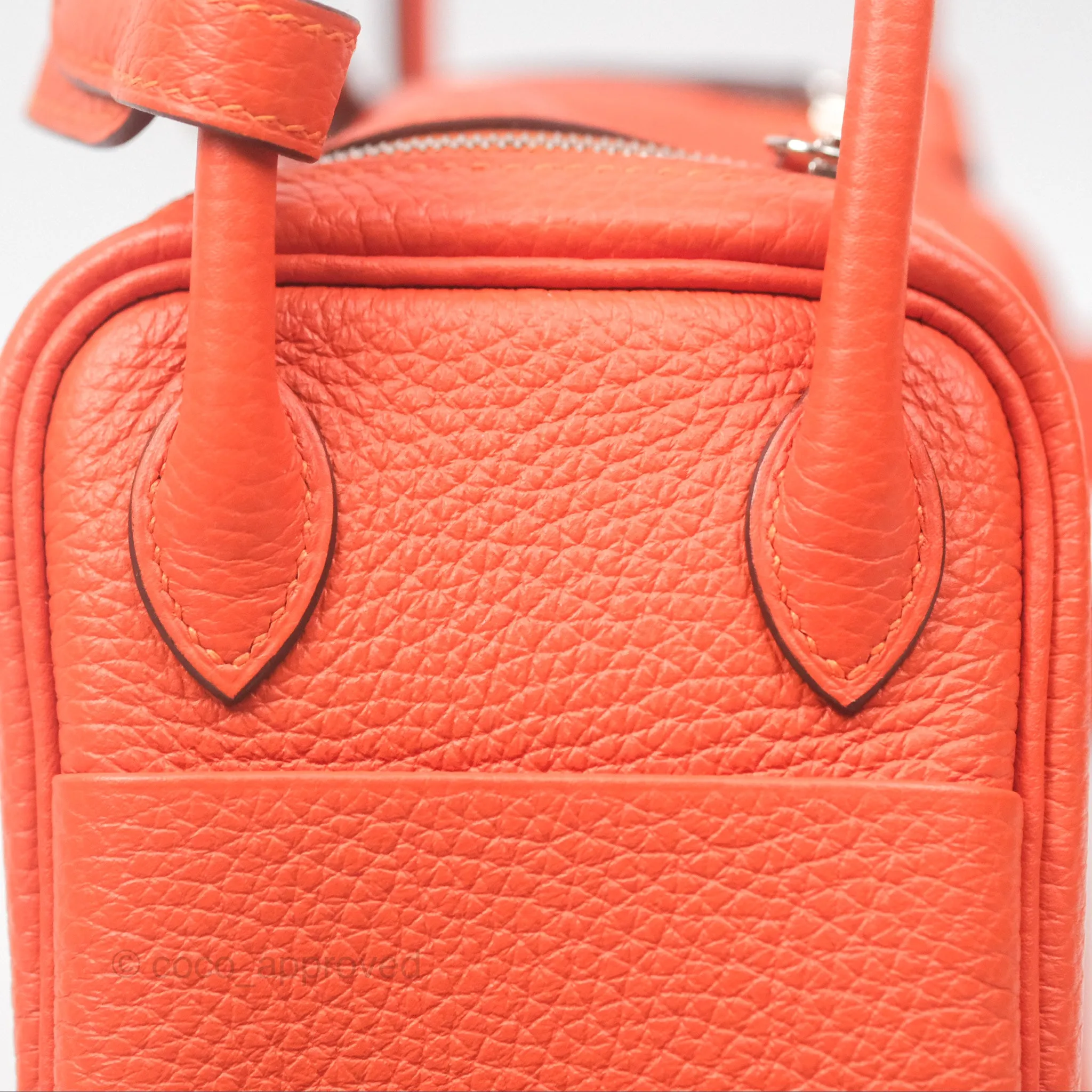 Herms Mini Lindy 20 Orange Poppy 8V Clemence Palladium Hardware