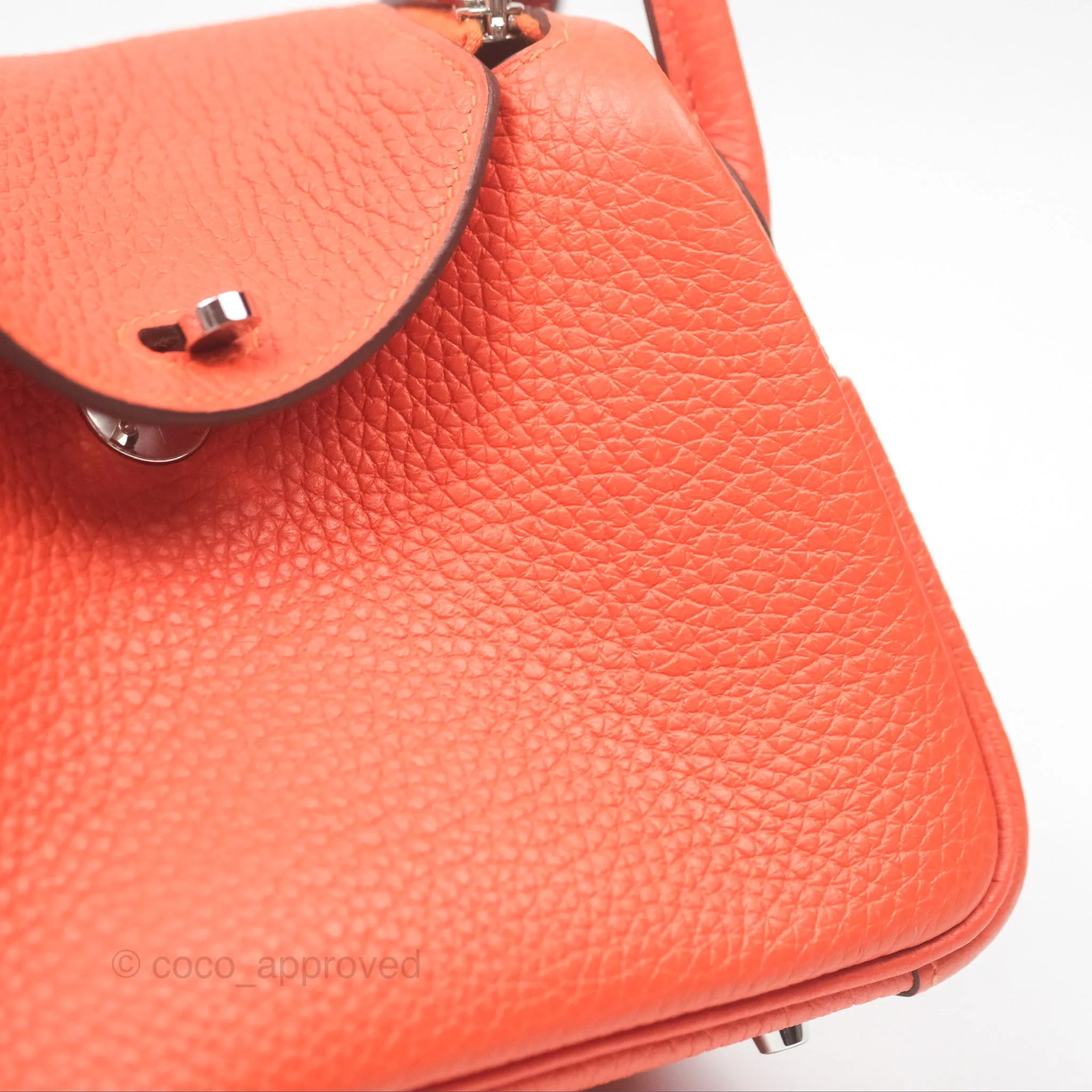 Herms Mini Lindy 20 Orange Poppy 8V Clemence Palladium Hardware