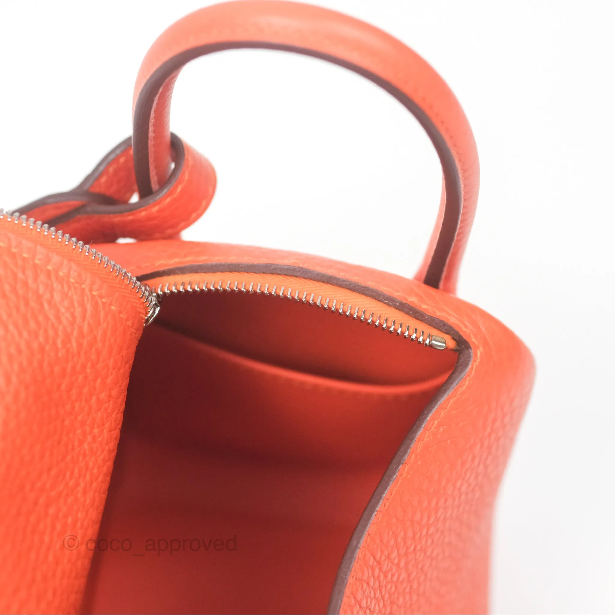 Herms Mini Lindy 20 Orange Poppy 8V Clemence Palladium Hardware
