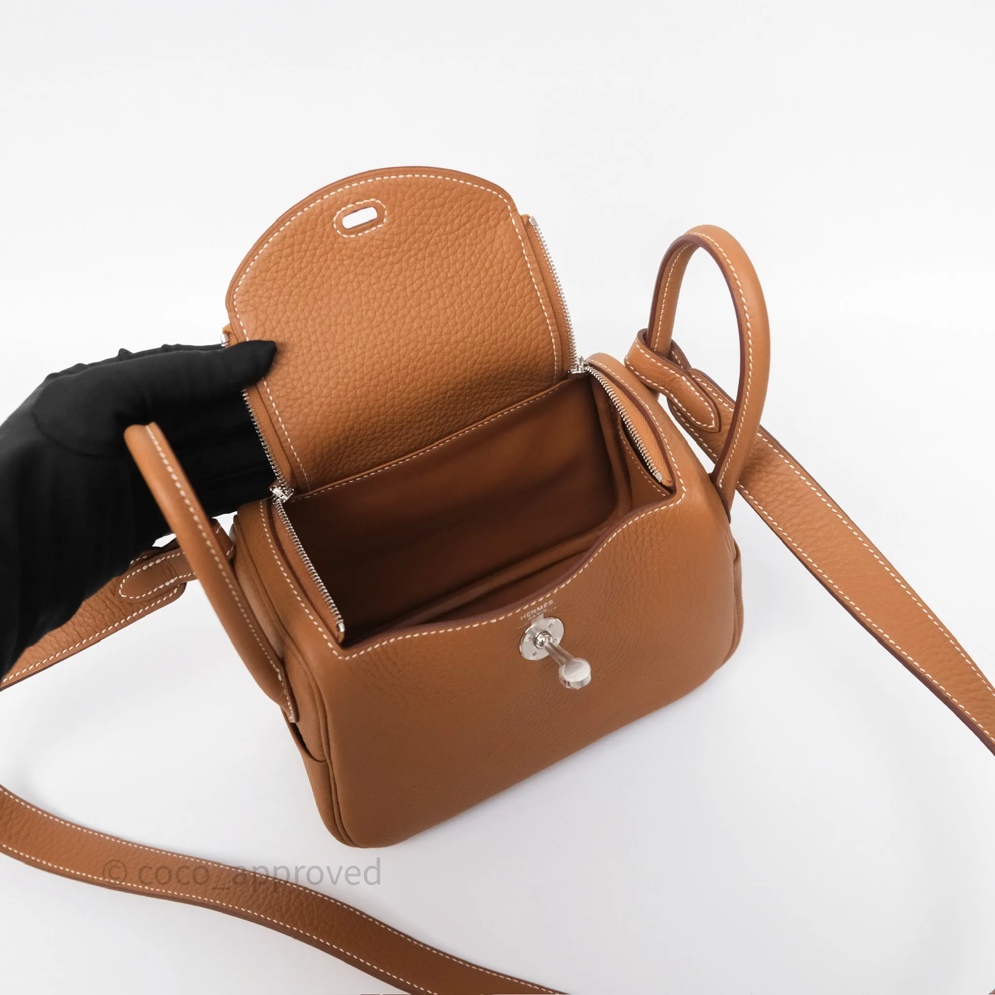 Herms Mini Lindy II 20 Gold 37 Clemence Gold Hardware