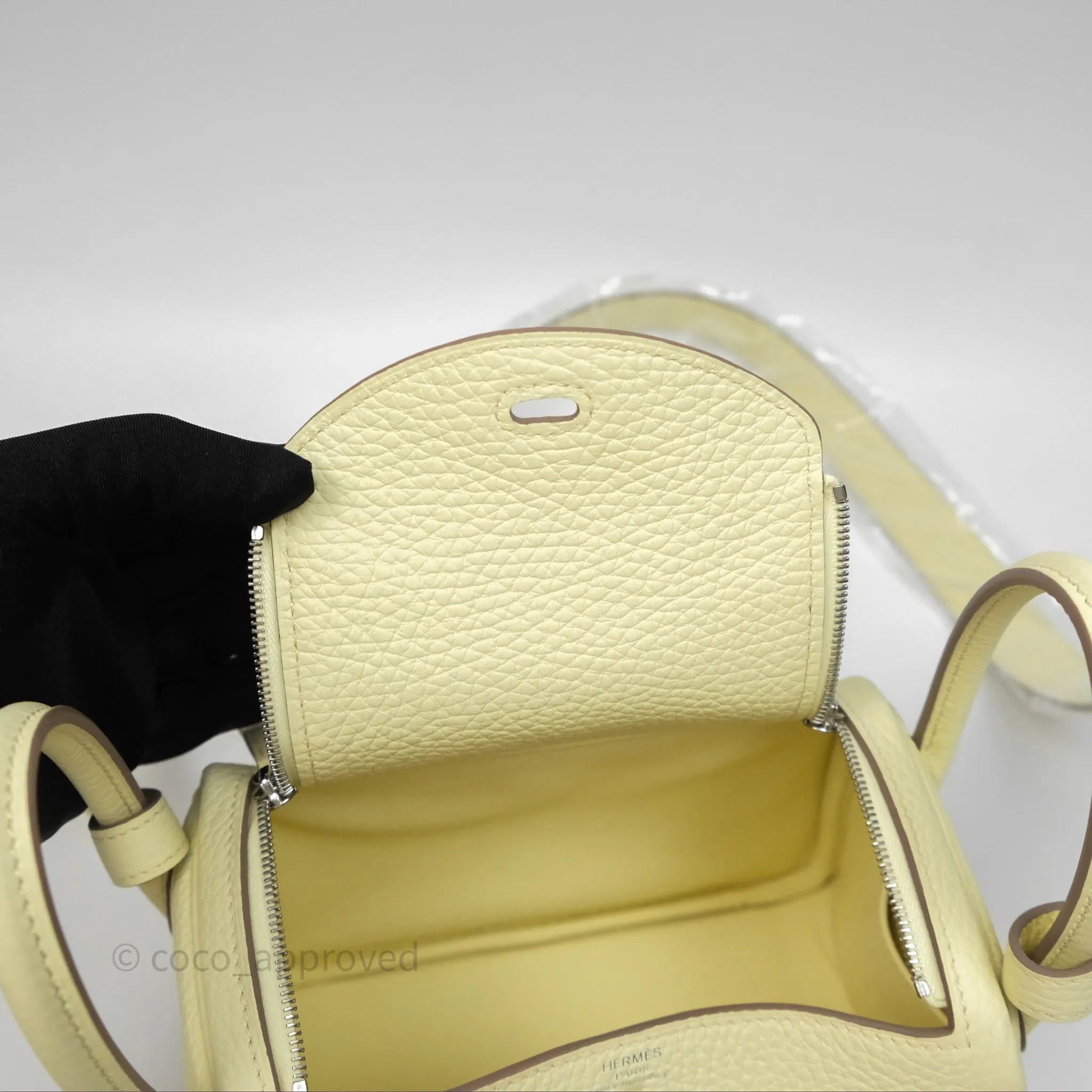 Herms Mini Lindy II 20 Jaune Milton Clemence Palladium Hardware