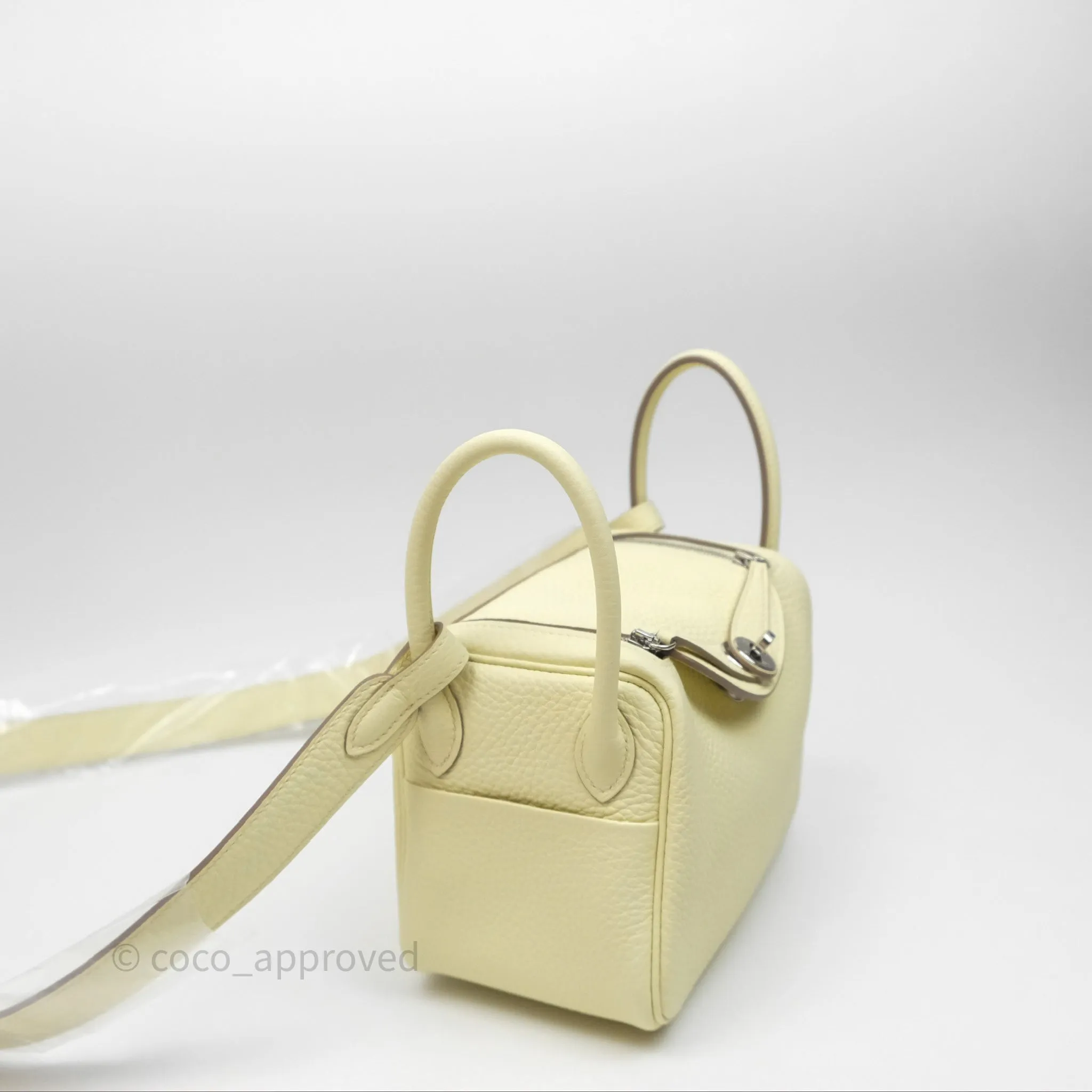 Herms Mini Lindy II 20 Jaune Milton Clemence Palladium Hardware