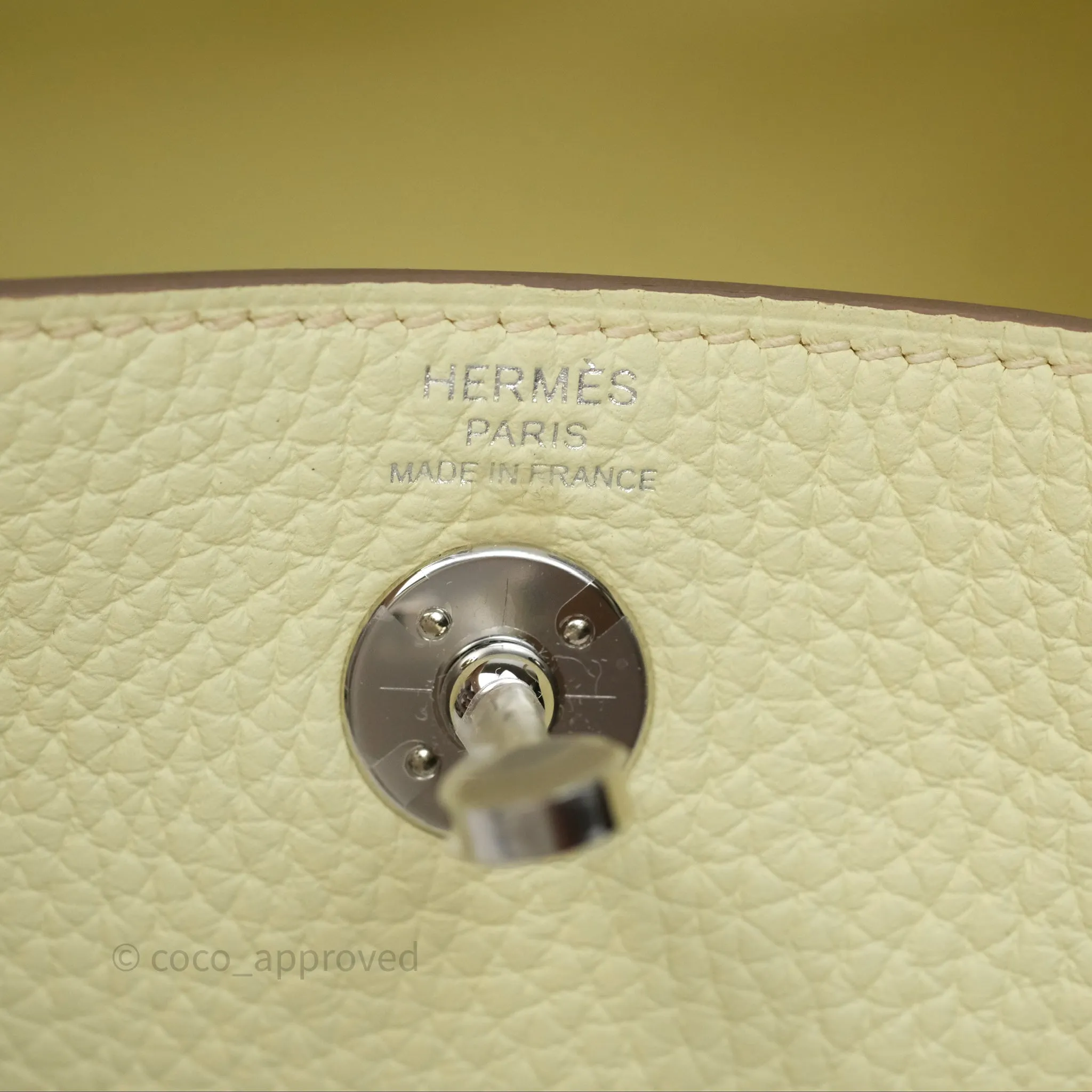 Herms Mini Lindy II 20 Jaune Milton Clemence Palladium Hardware