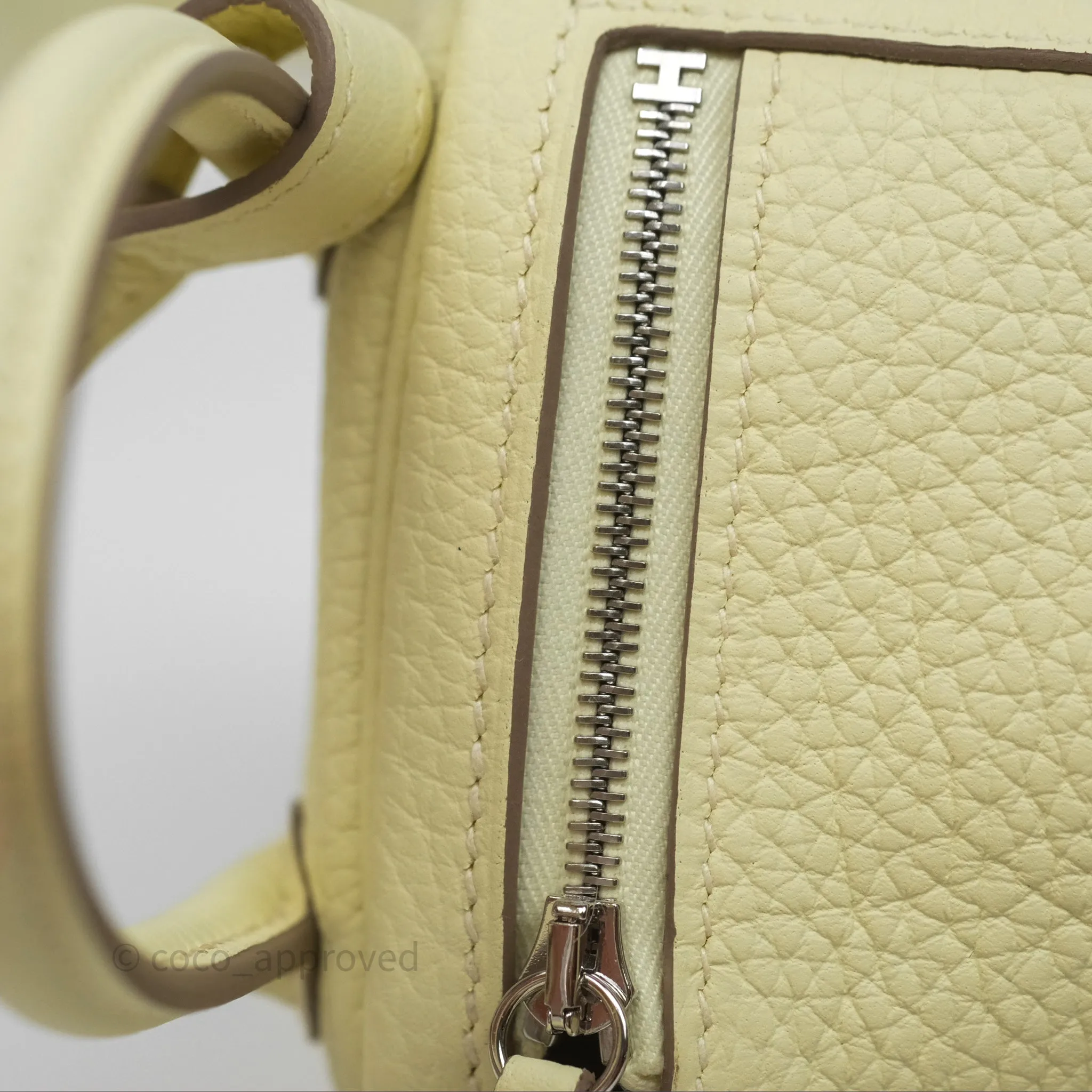 Herms Mini Lindy II 20 Jaune Milton Clemence Palladium Hardware