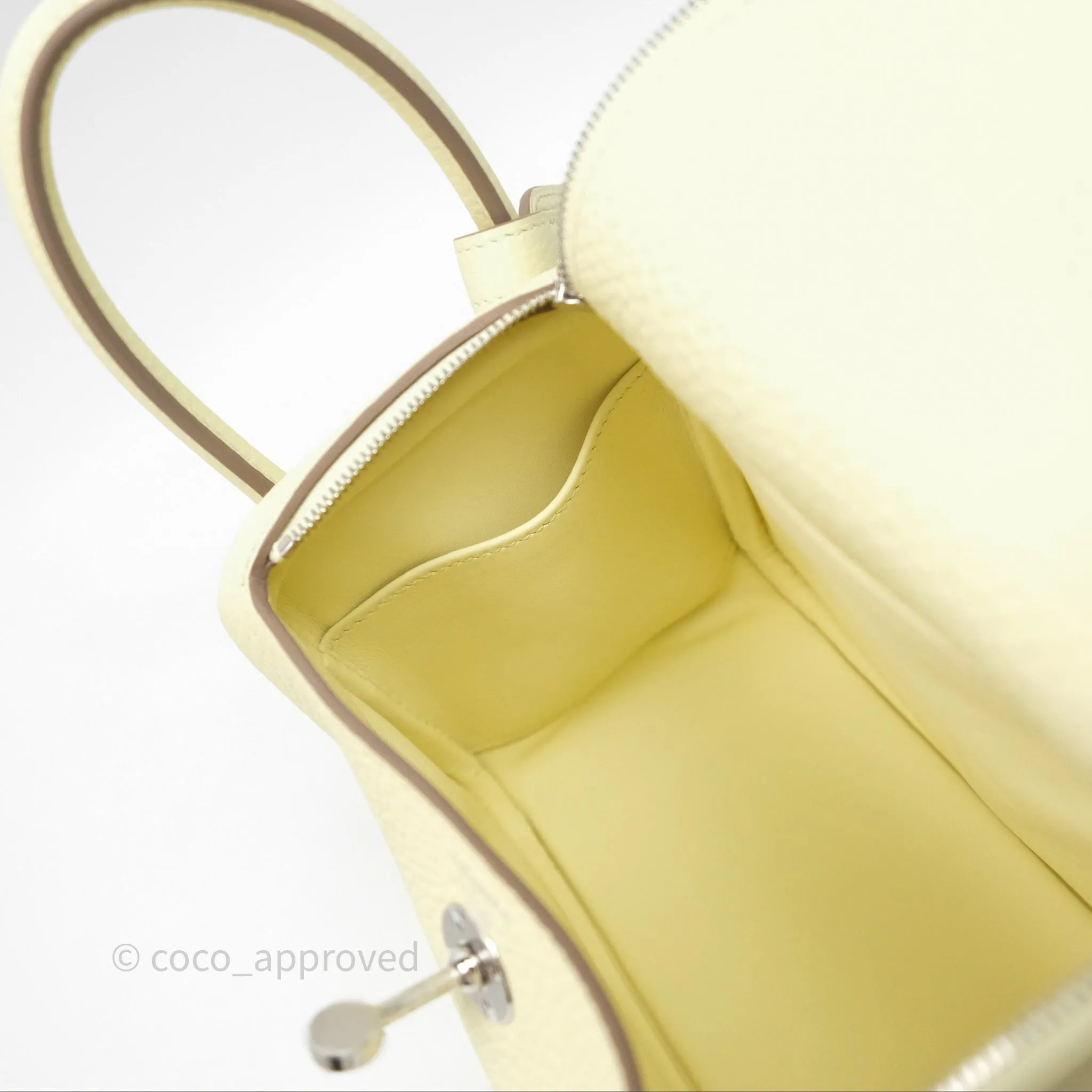 Herms Mini Lindy II 20 Jaune Milton Clemence Palladium Hardware
