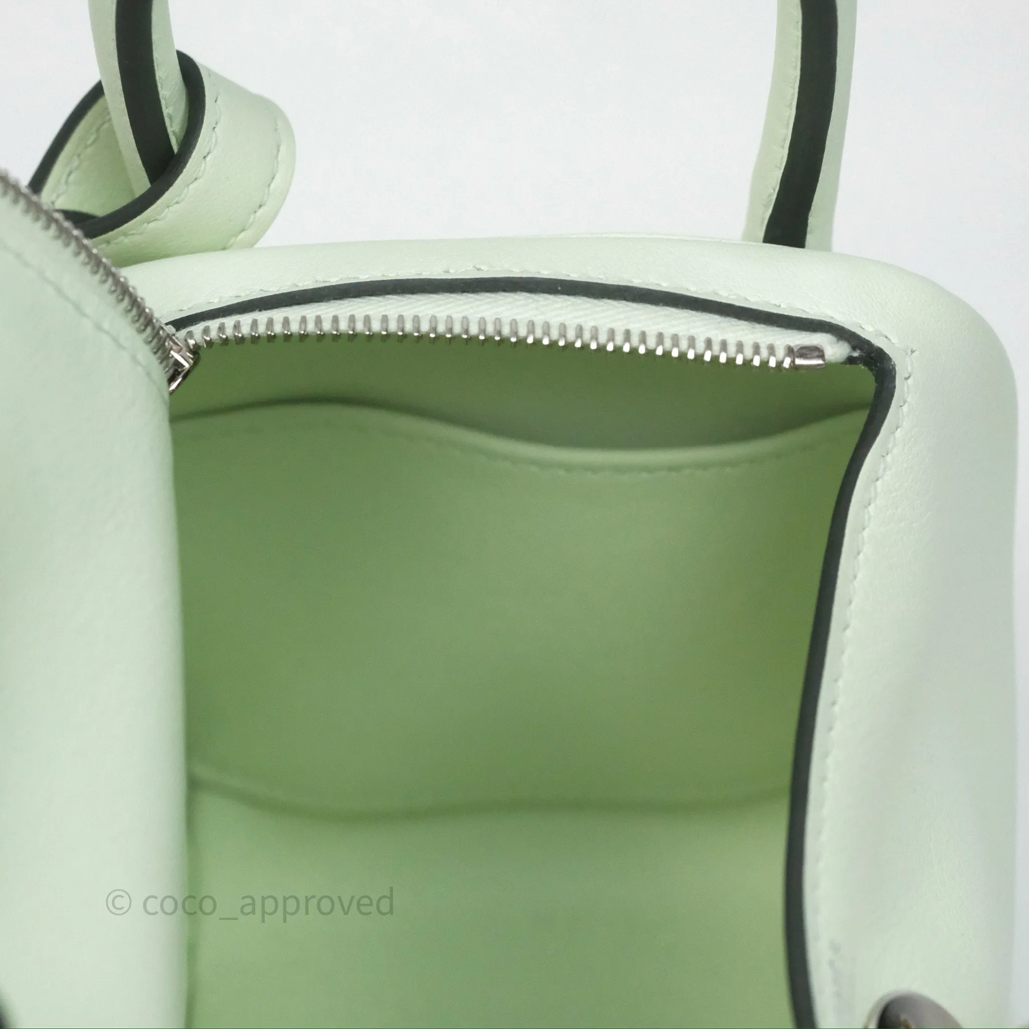 Herms Mini Lindy Vert Fizz 0S Swift Palladium Hardware