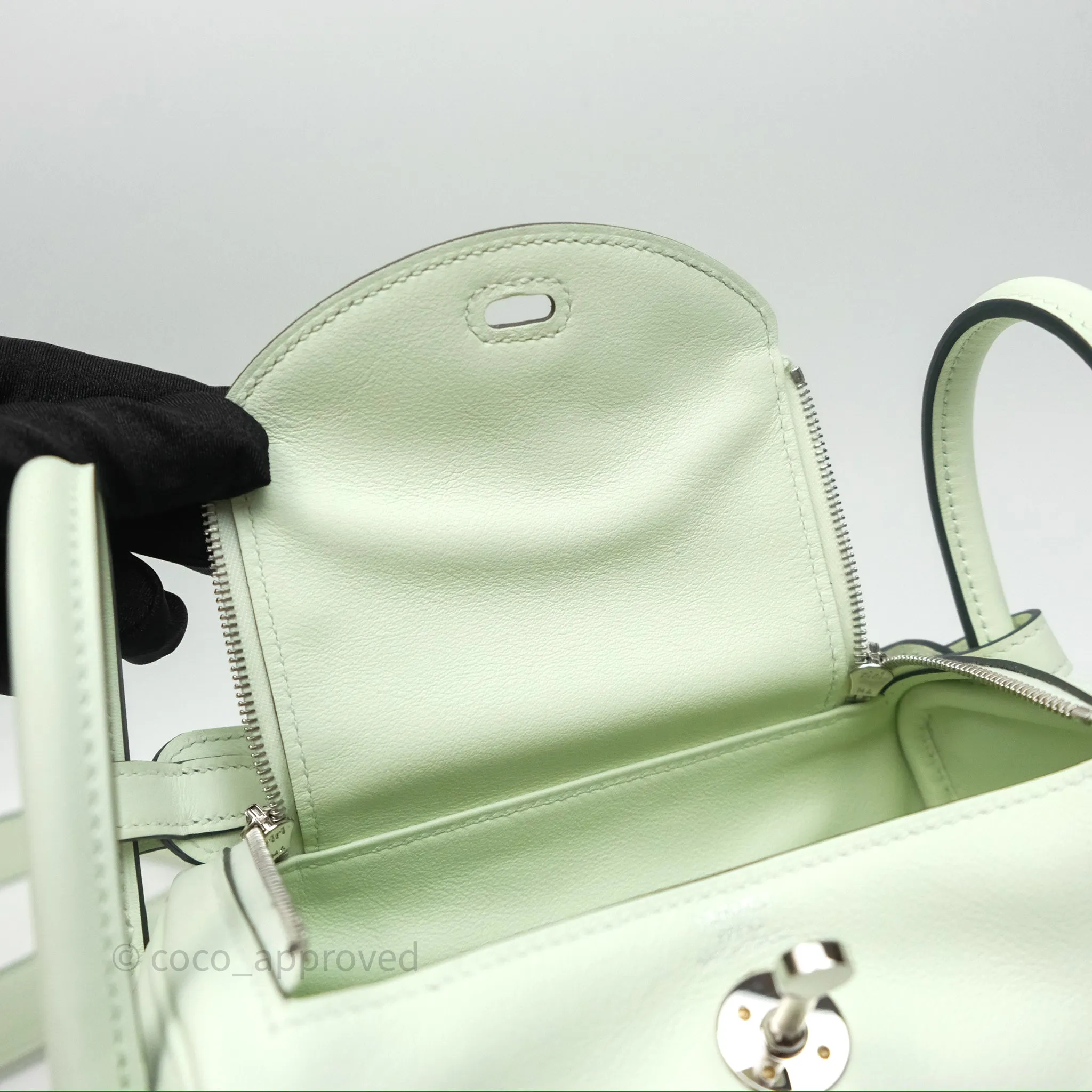 Herms Mini Lindy Vert Fizz 0S Swift Palladium Hardware