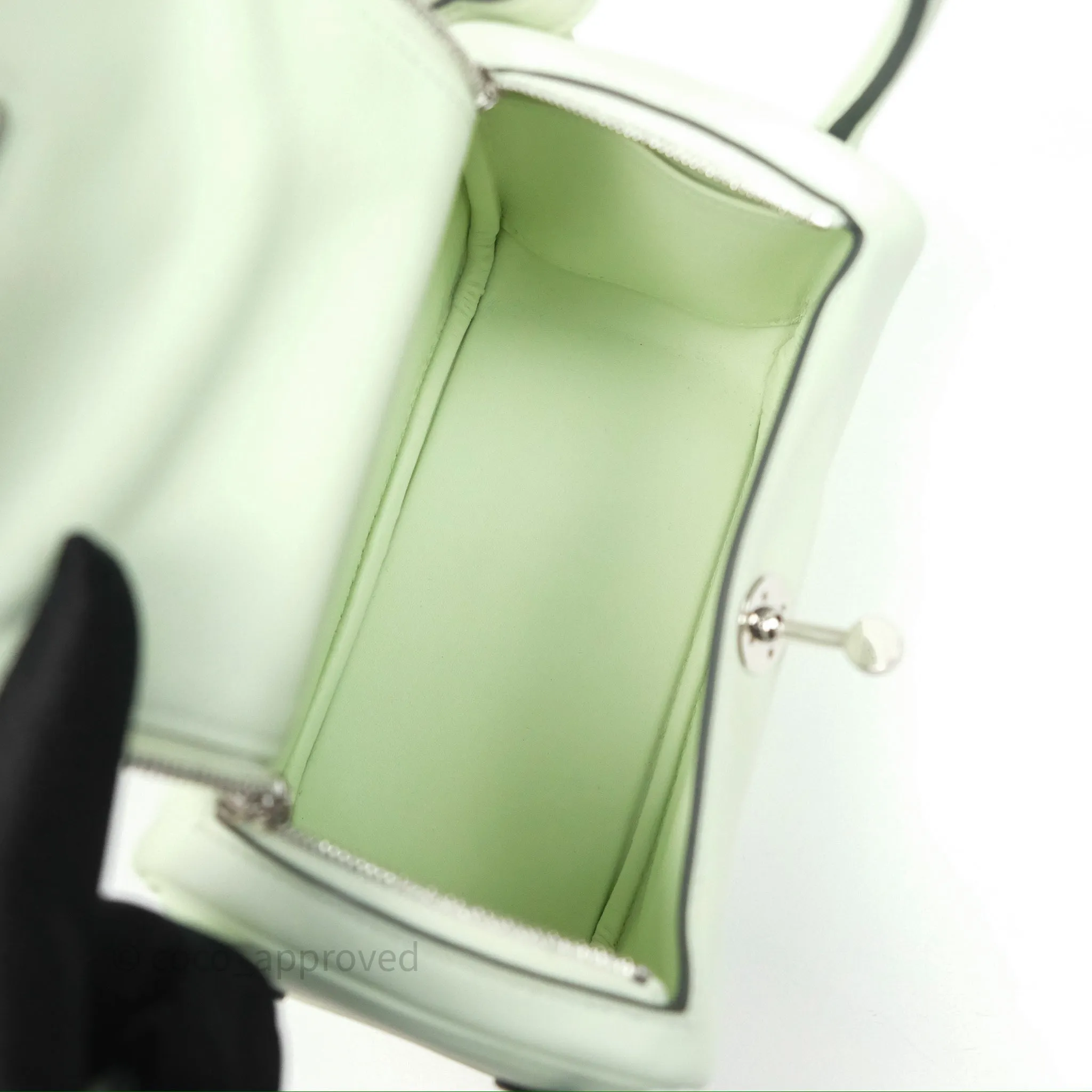 Herms Mini Lindy Vert Fizz 0S Swift Palladium Hardware