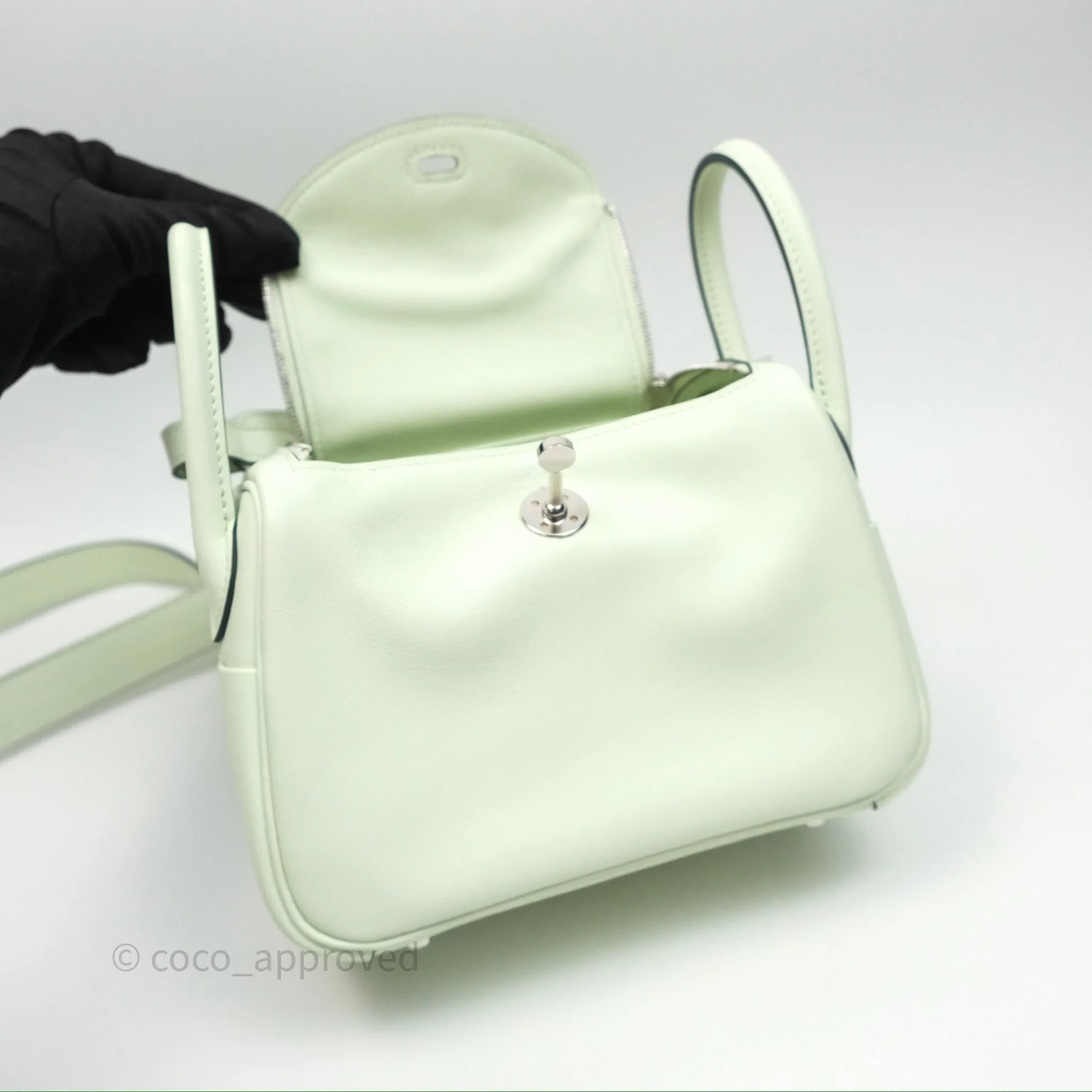 Herms Mini Lindy Vert Fizz 0S Swift Palladium Hardware