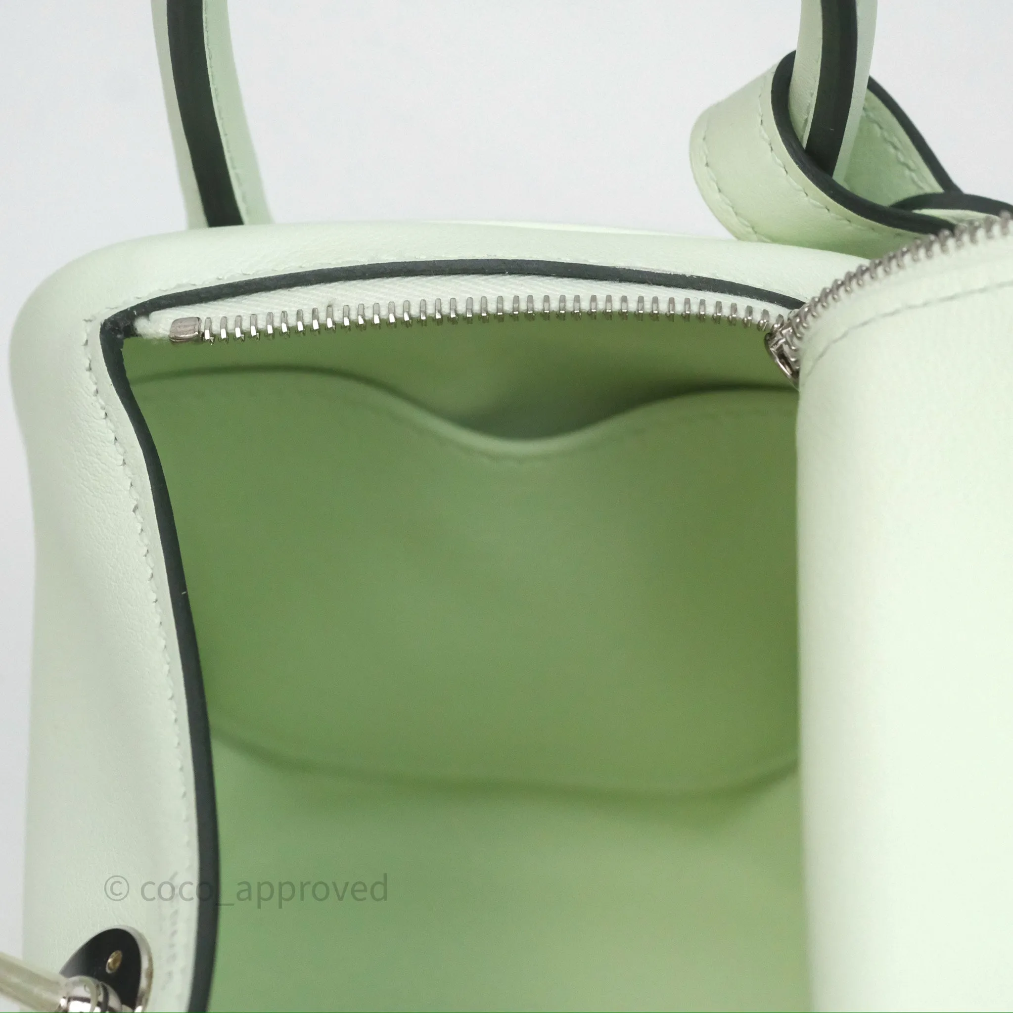 Herms Mini Lindy Vert Fizz 0S Swift Palladium Hardware
