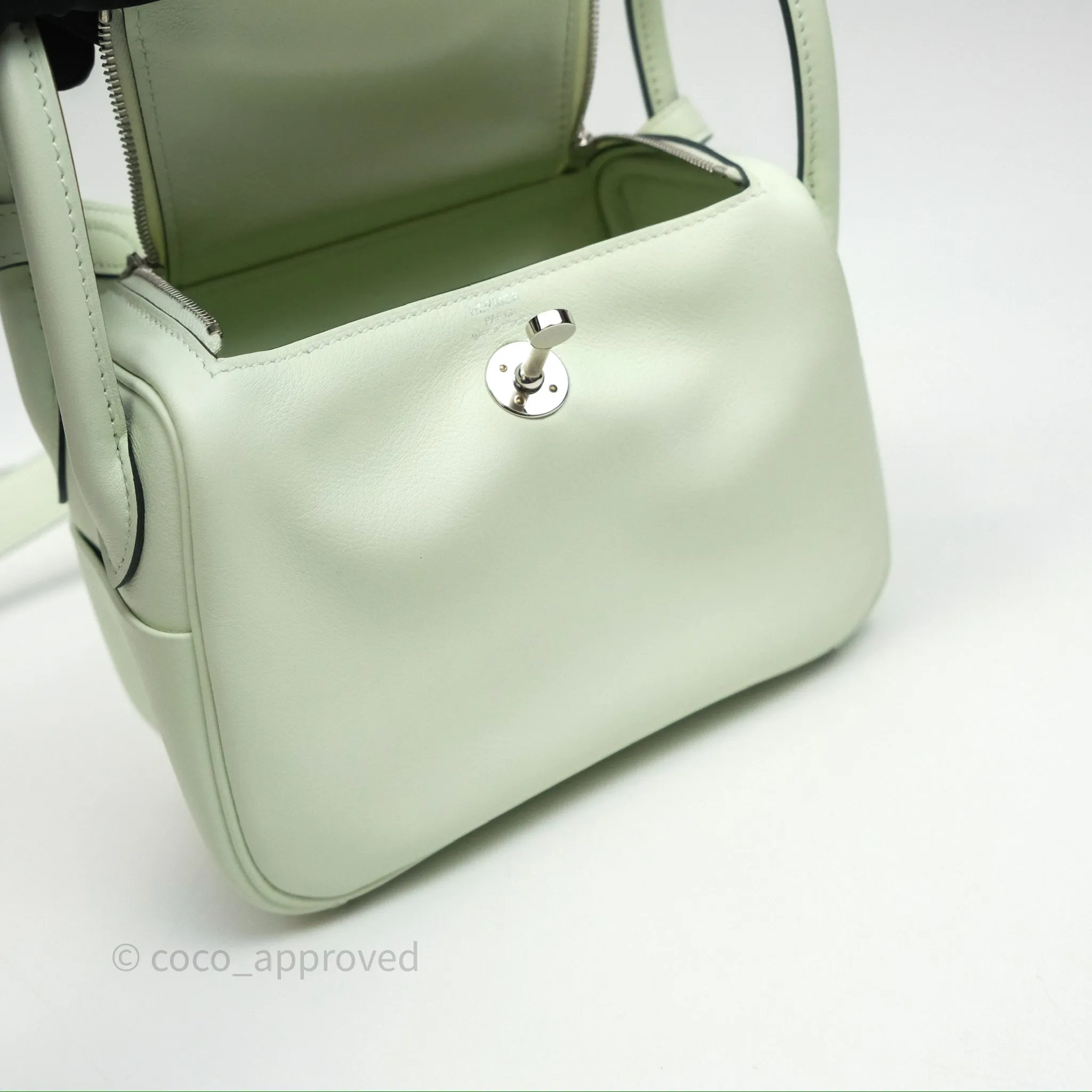 Herms Mini Lindy Vert Fizz 0S Swift Palladium Hardware