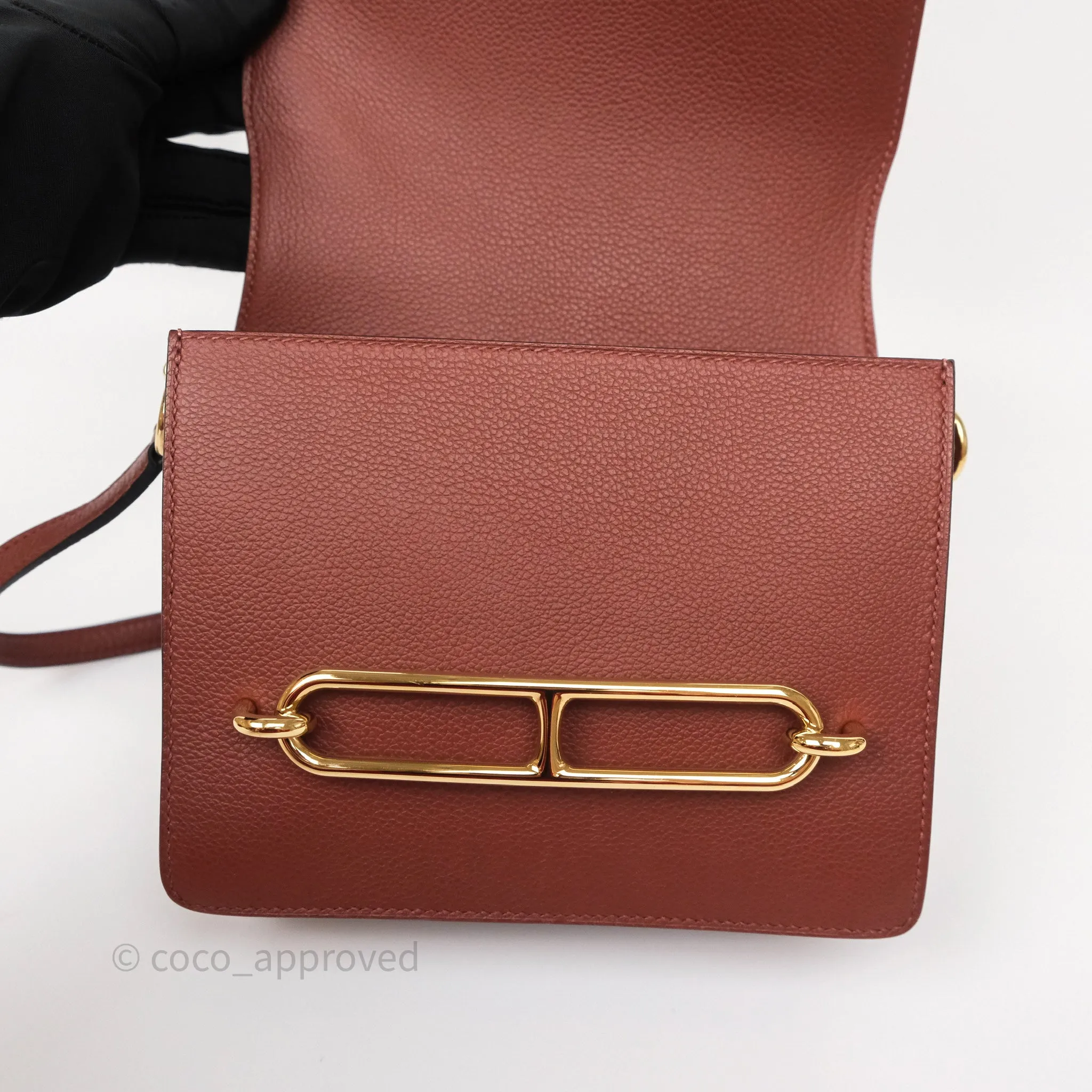 Herms Mini Roulis Rouge H 55 Evercolor Gold Hardware