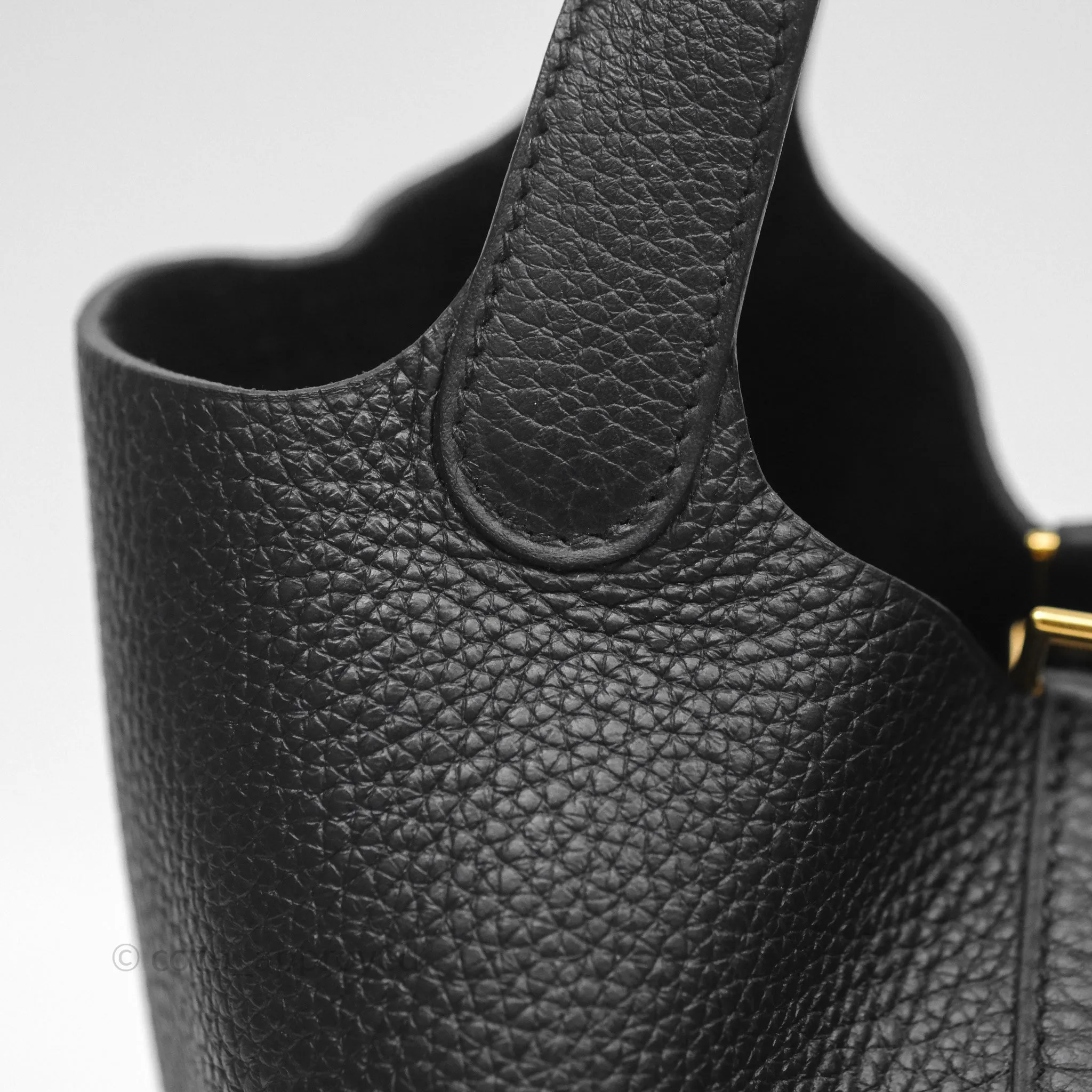 Herms Picotin 18 Black Noir 89 Clemence Gold Hardware