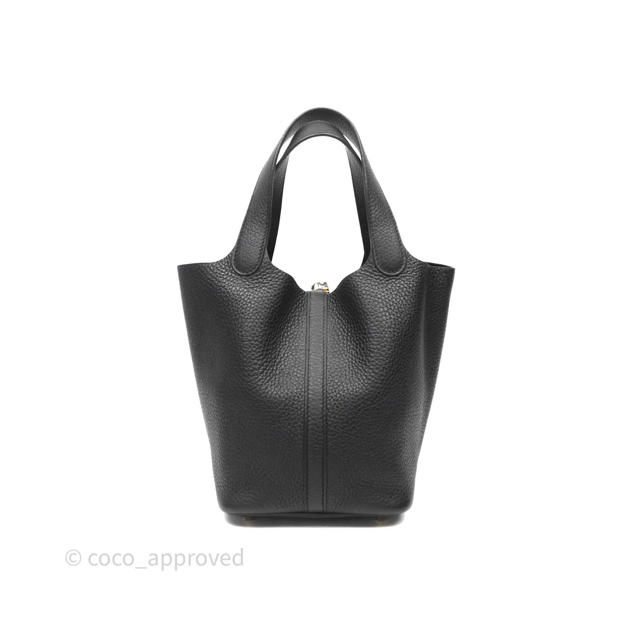Herms Picotin 18 Black Noir 89 Clemence Gold Hardware