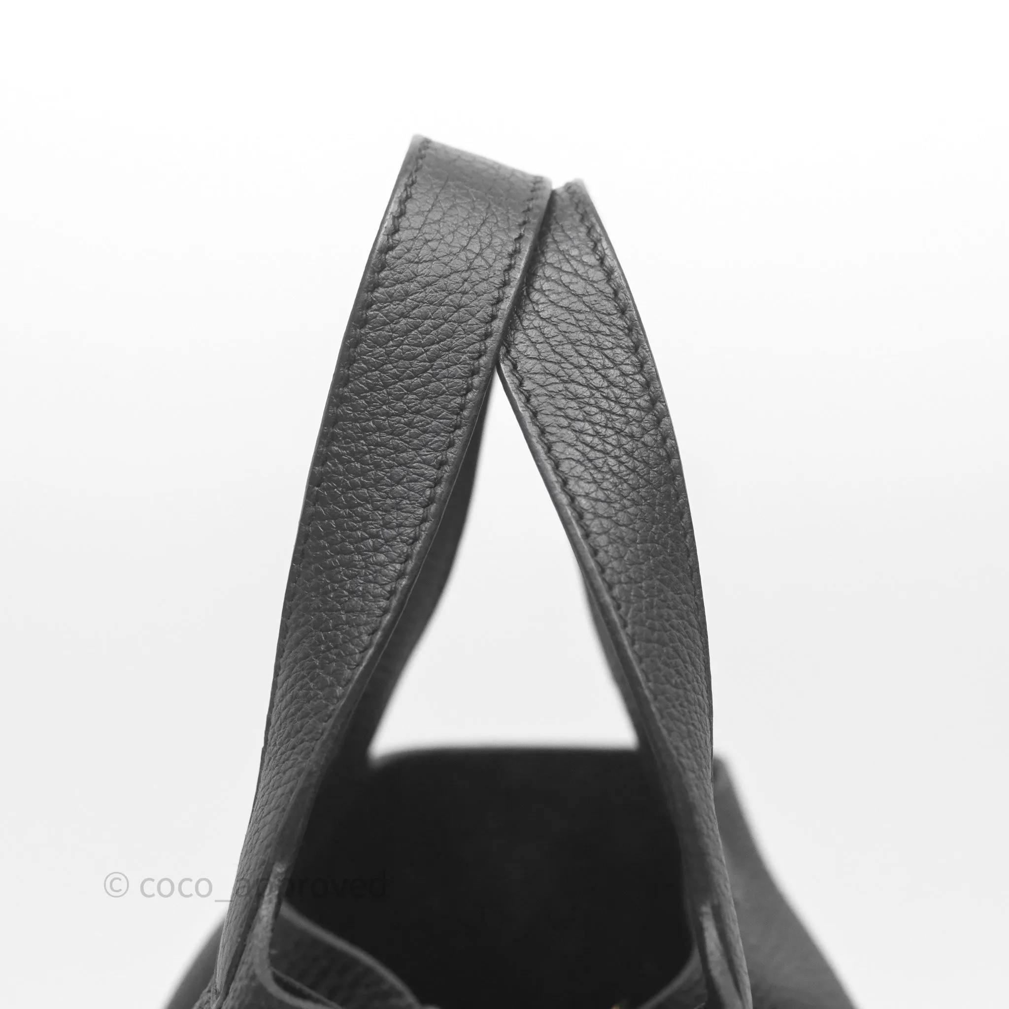 Herms Picotin 18 Black Noir 89 Clemence Gold Hardware