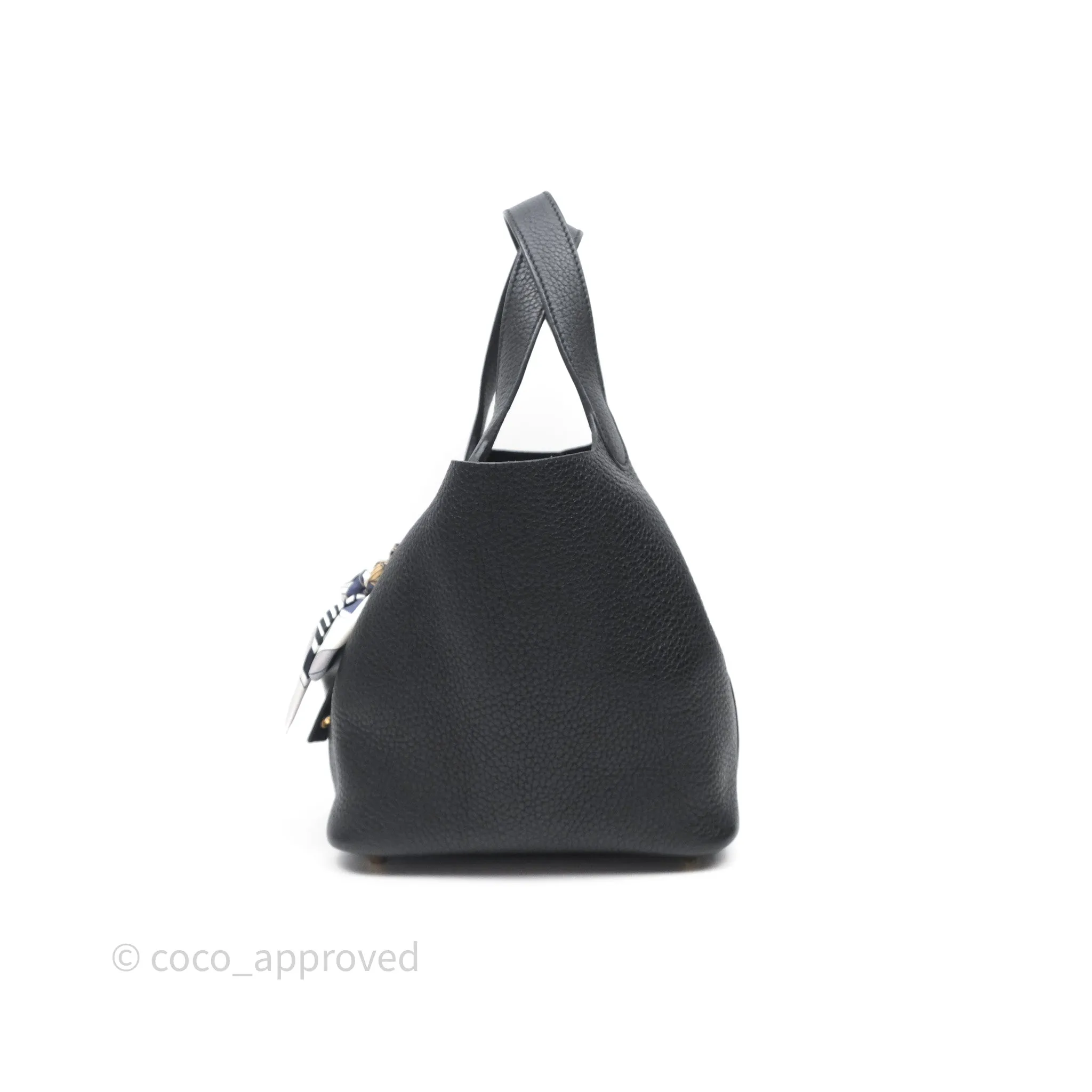 Herms Picotin 18 Black Noir 89 Clemence Gold Hardware