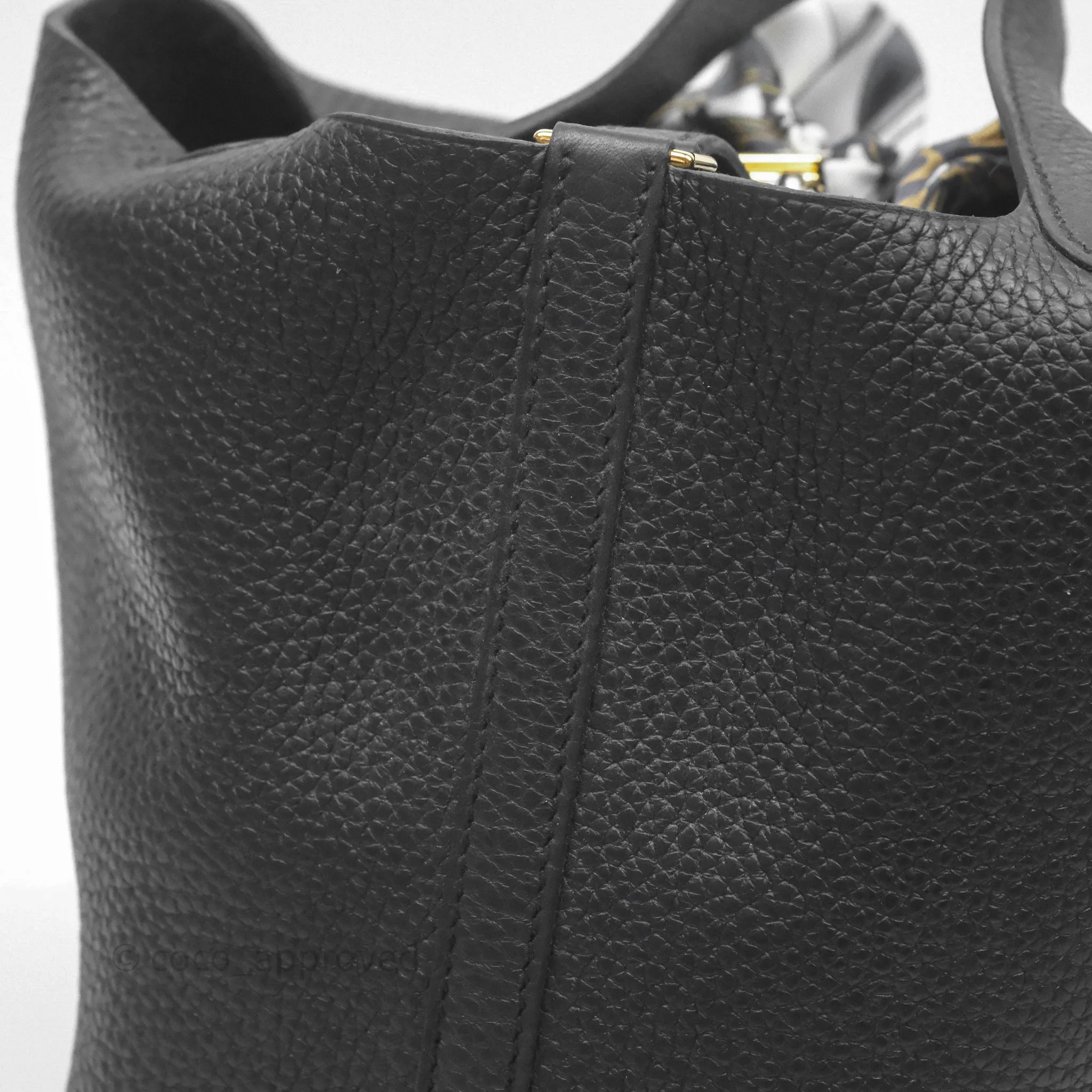 Herms Picotin 18 Black Noir 89 Clemence Gold Hardware