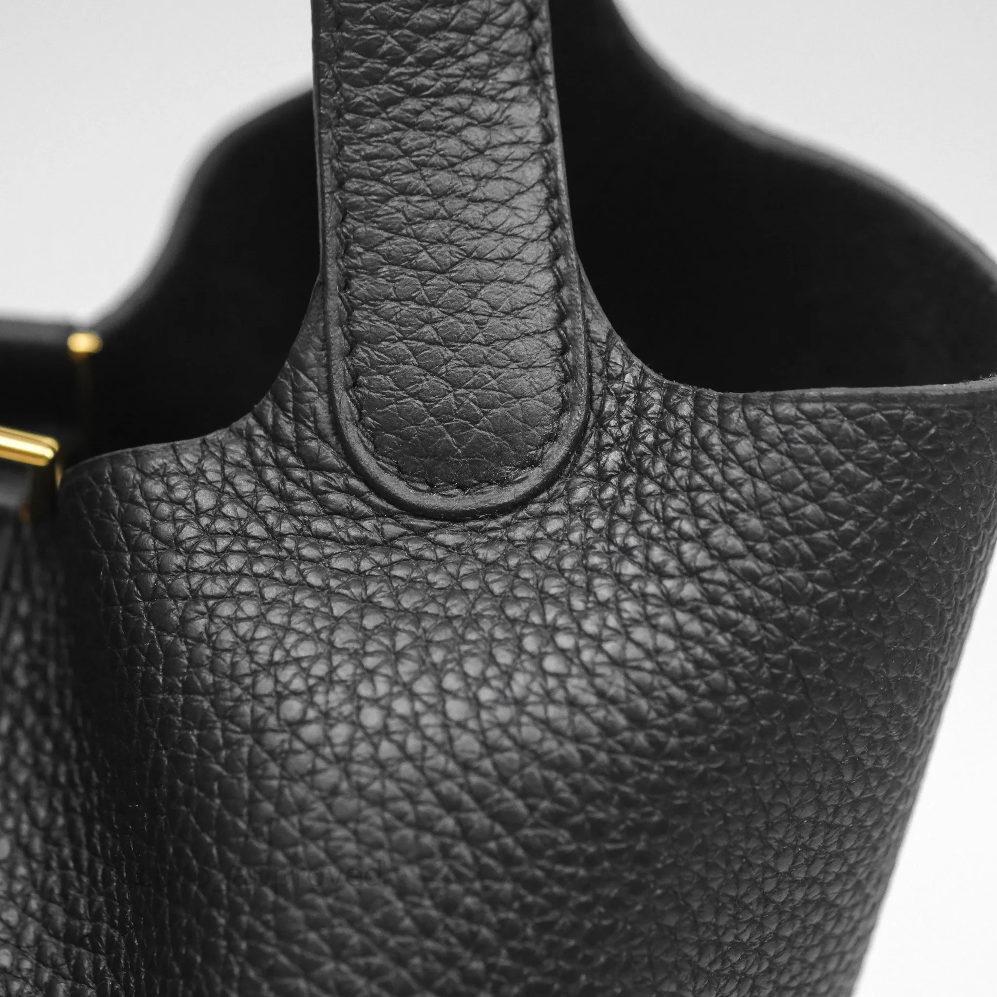 Herms Picotin 18 Black Noir 89 Clemence Gold Hardware