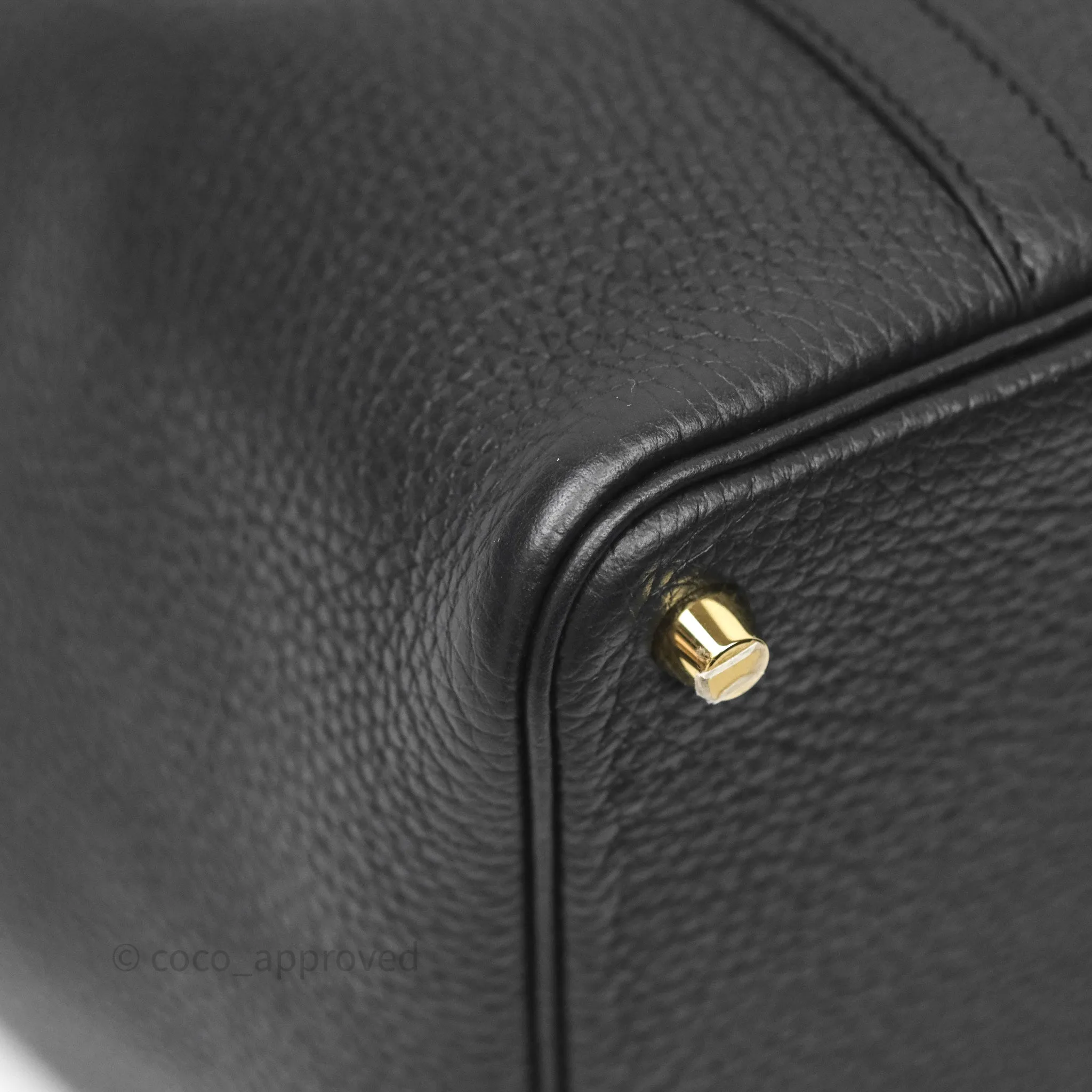 Herms Picotin 18 Black Noir 89 Clemence Gold Hardware