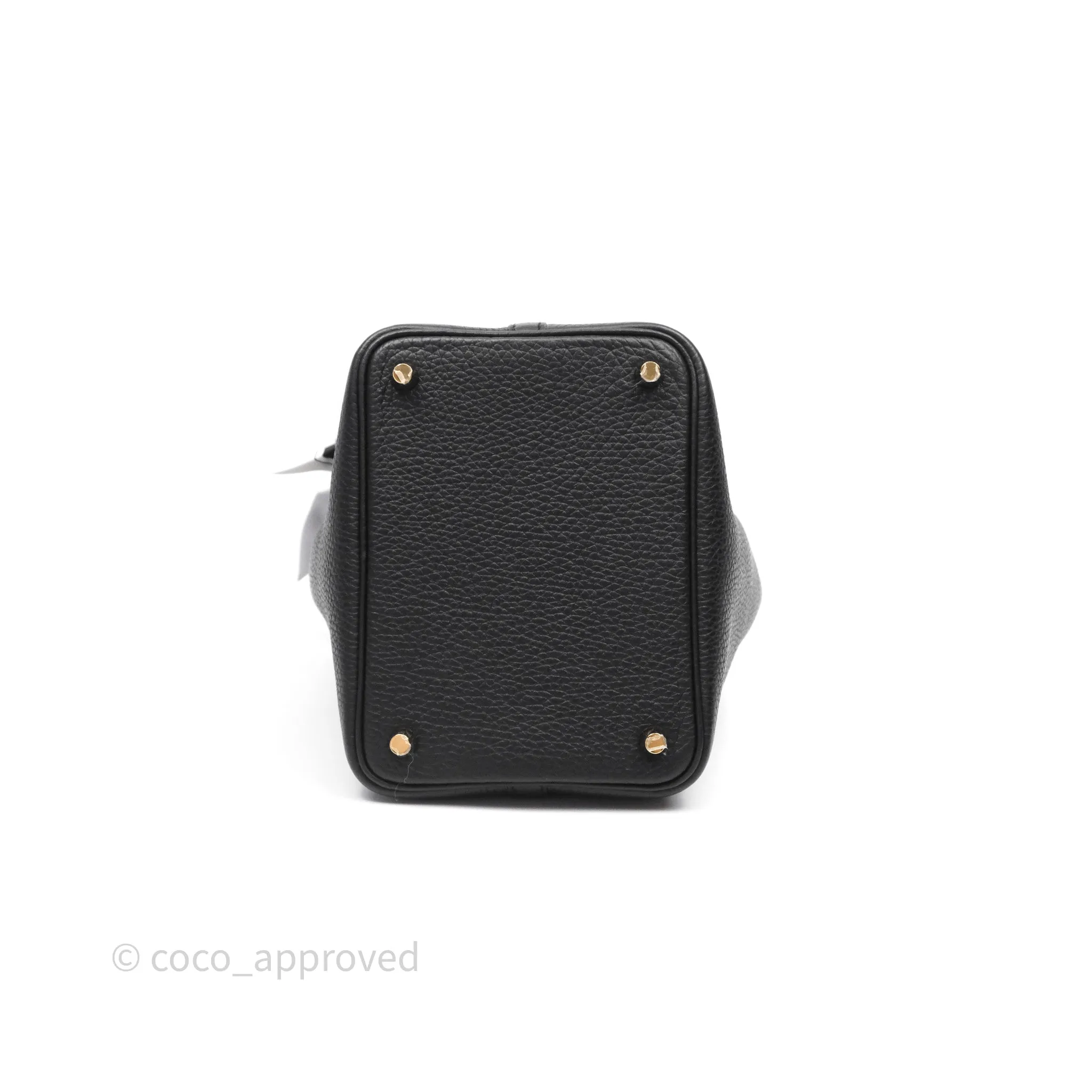 Herms Picotin 18 Black Noir 89 Clemence Gold Hardware