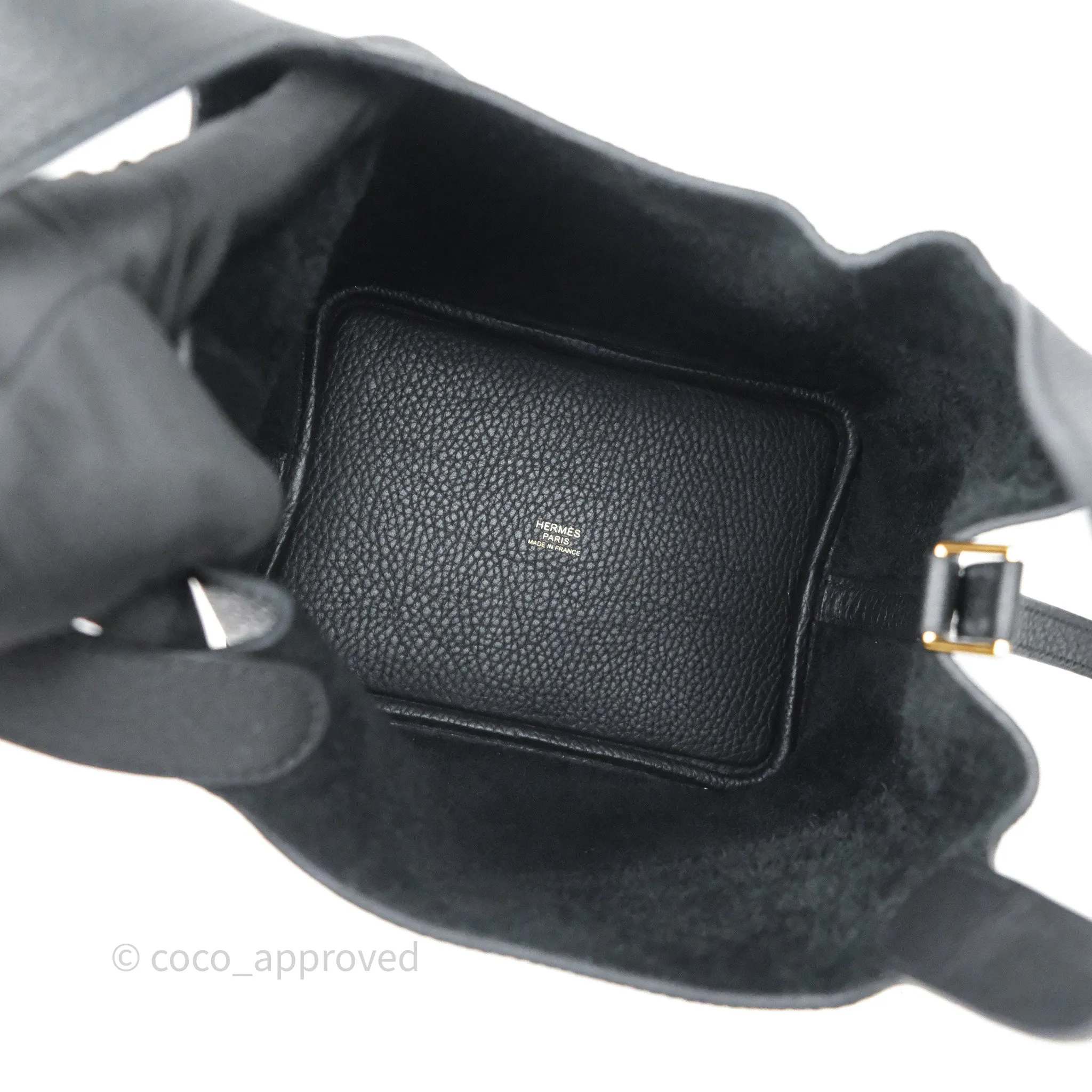 Herms Picotin 18 Black Noir 89 Clemence Gold Hardware