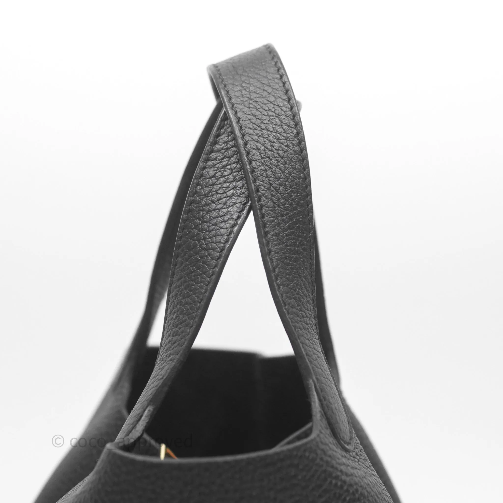 Herms Picotin 18 Black Noir 89 Clemence Gold Hardware