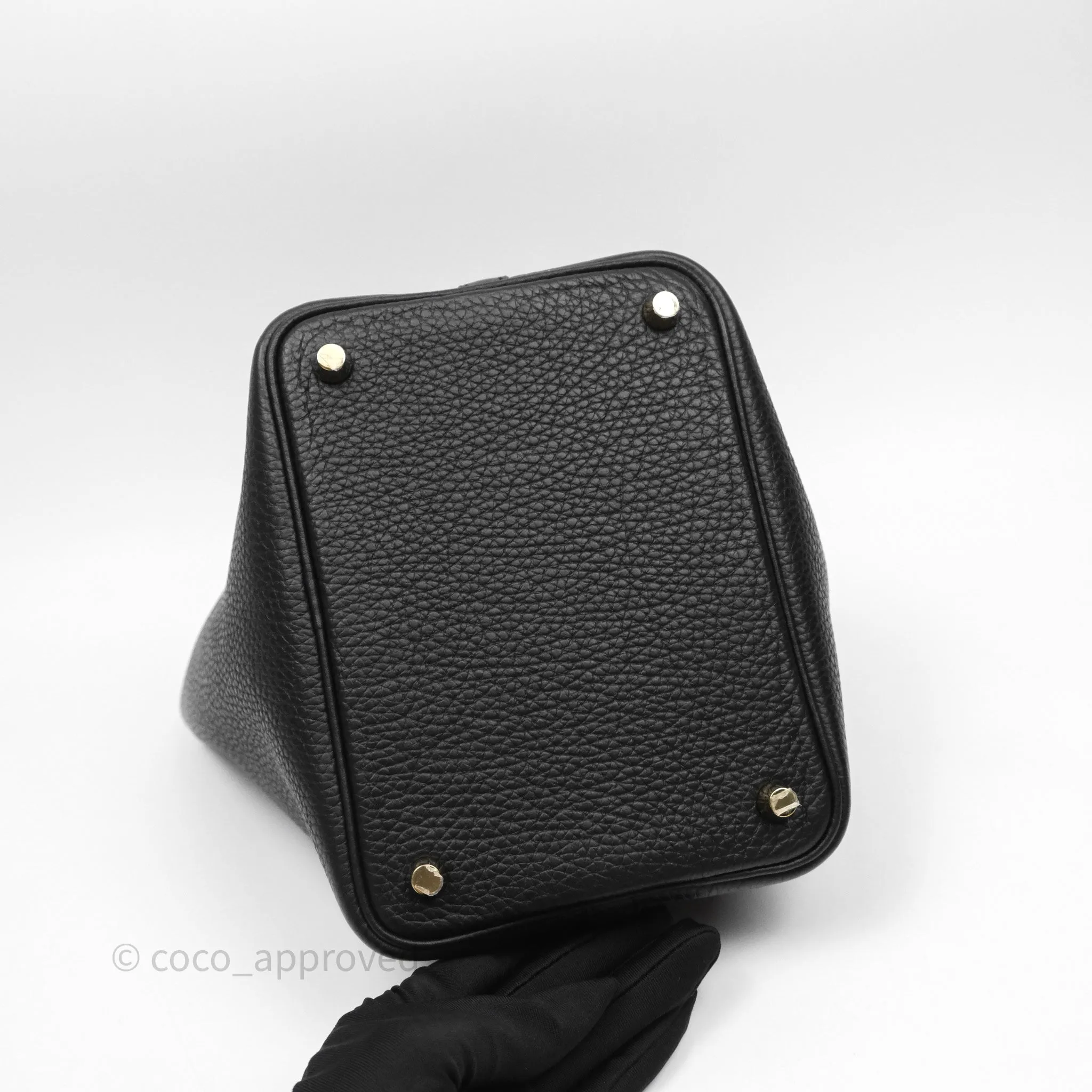 Herms Picotin 18 Black Noir 89 Clemence Gold Hardware