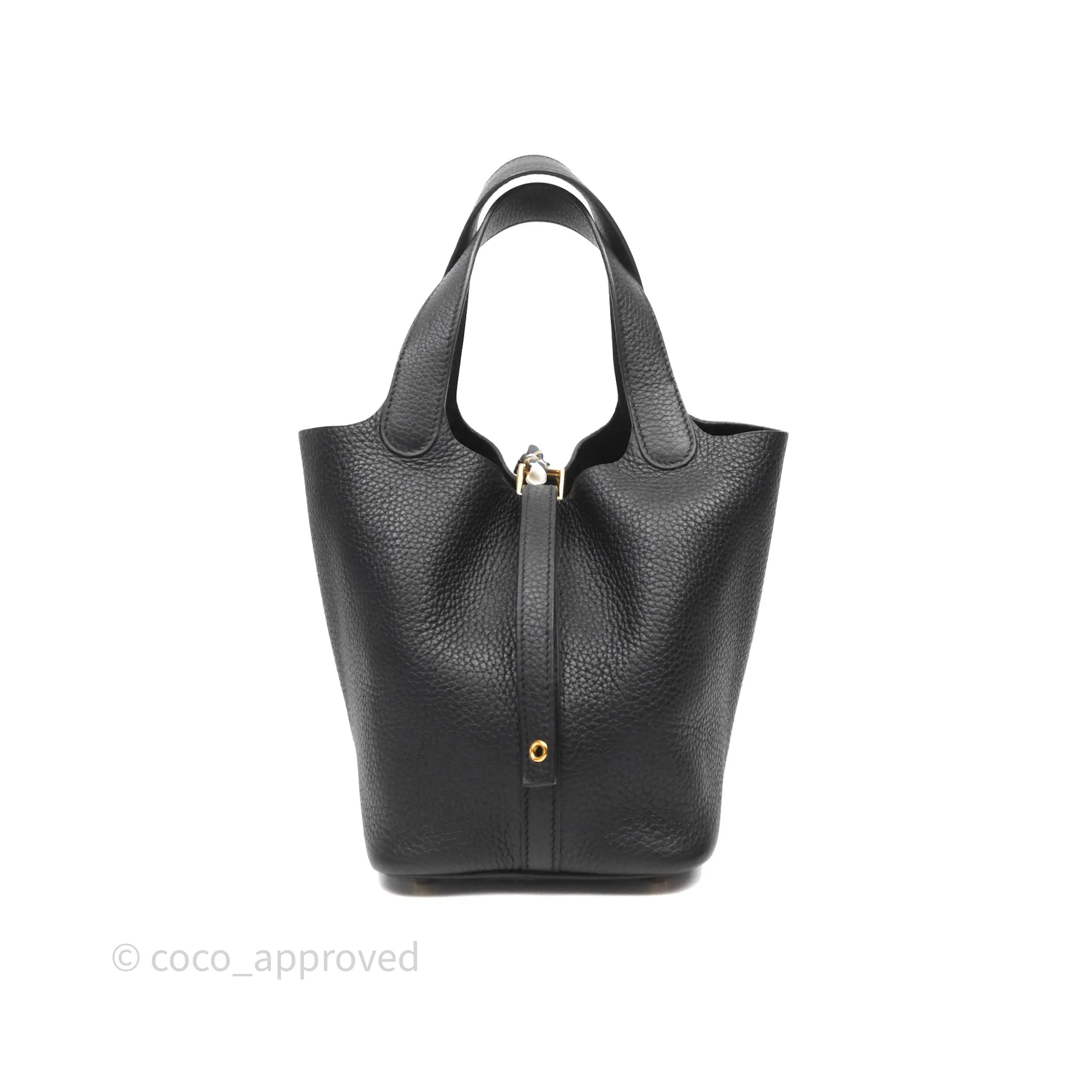 Herms Picotin 18 Black Noir 89 Clemence Gold Hardware