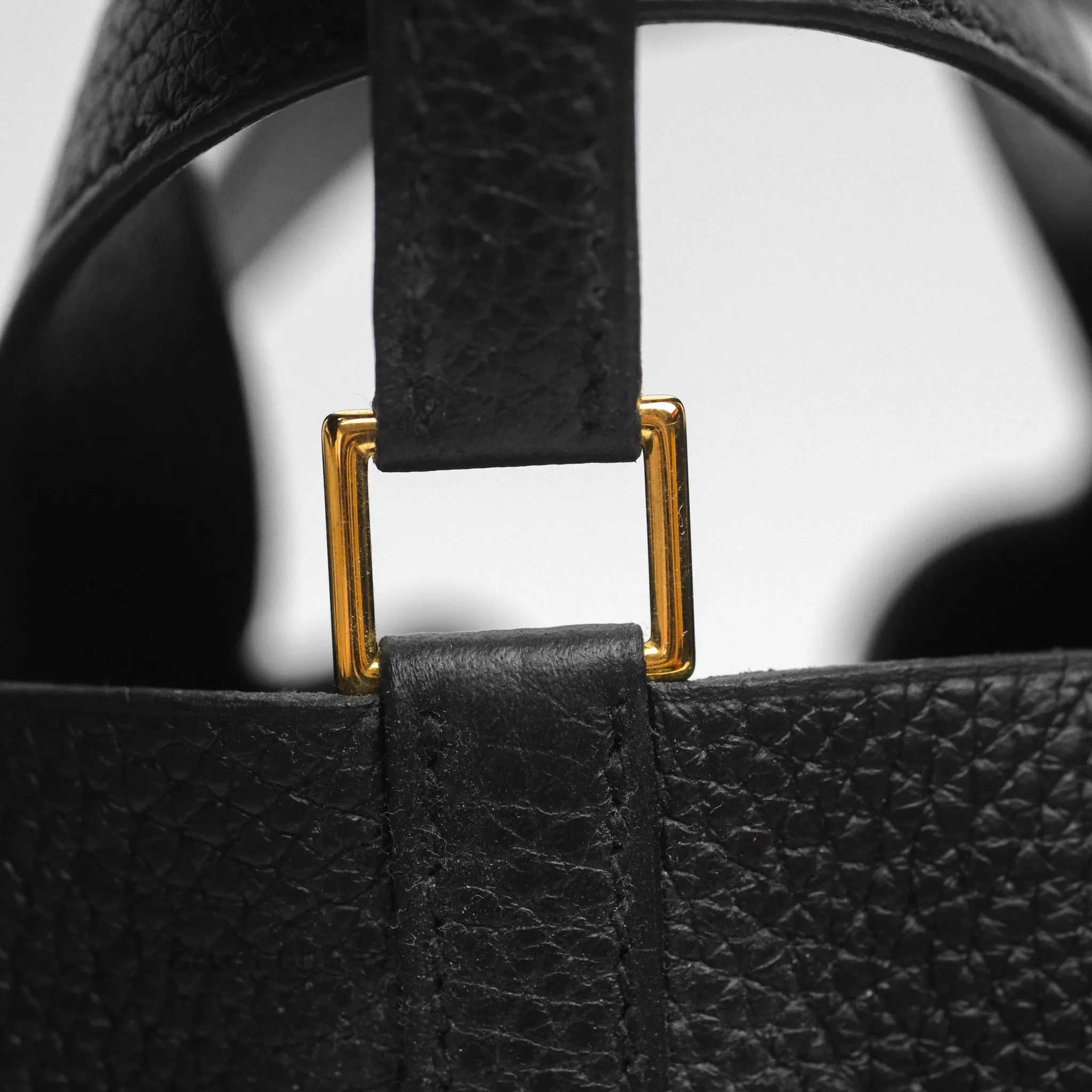 Herms Picotin 18 Black Noir 89 Clemence Gold Hardware