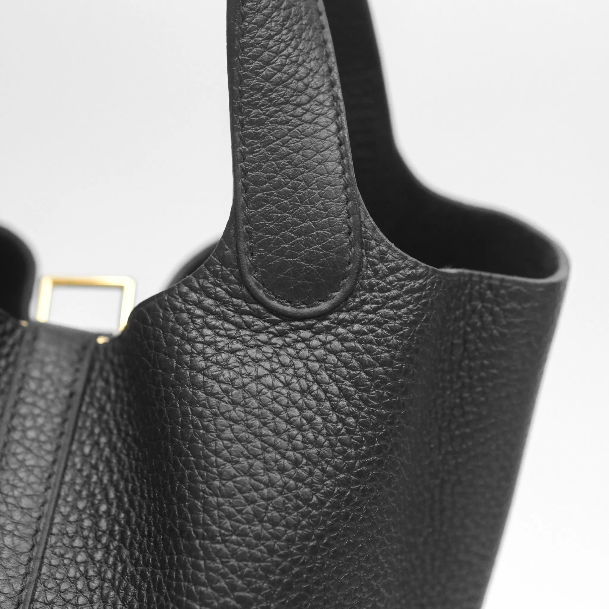 Herms Picotin 18 Black Noir 89 Clemence Gold Hardware