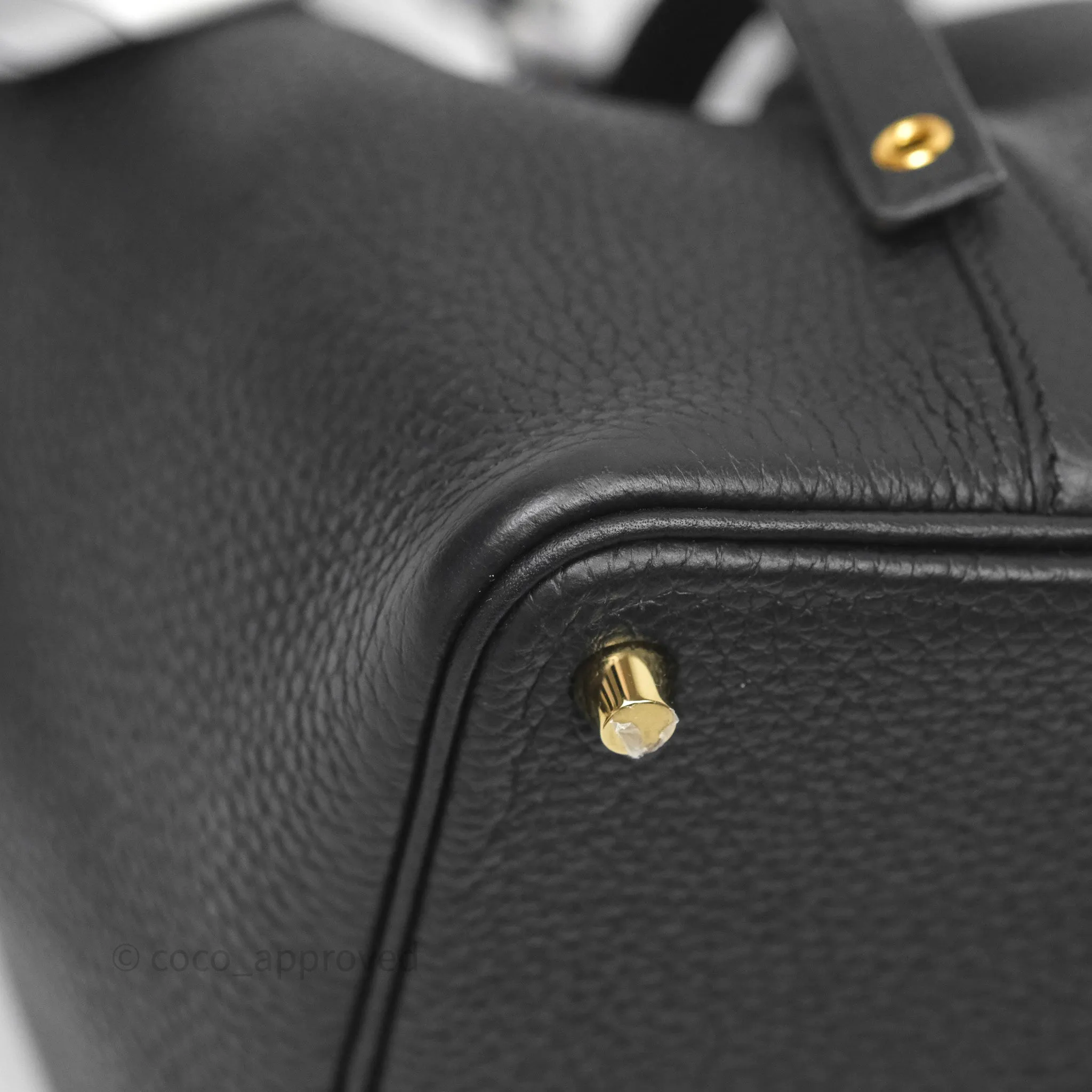 Herms Picotin 18 Black Noir 89 Clemence Gold Hardware