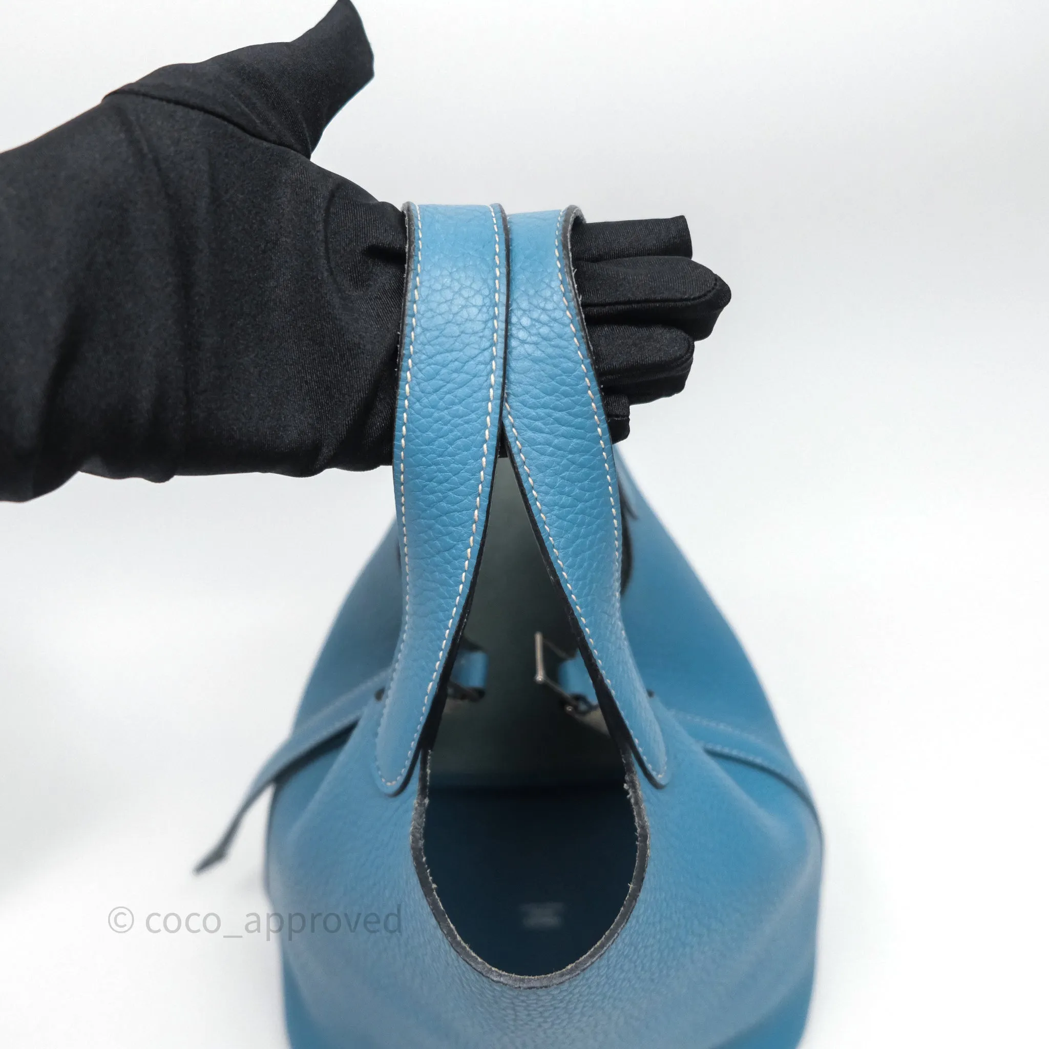 Herms Picotin 18 Blue Jean 75 Clemence Palladium Hardware