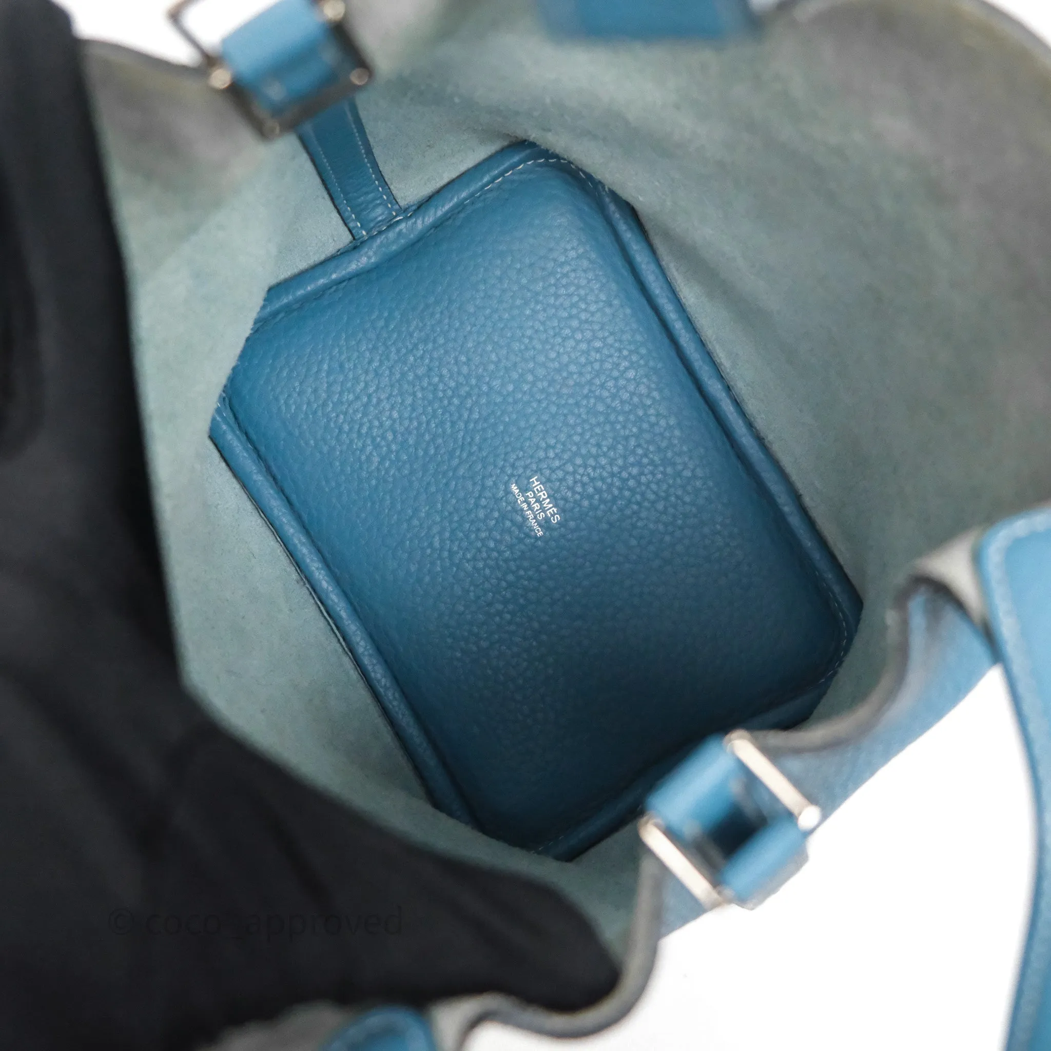 Herms Picotin 18 Blue Jean 75 Clemence Palladium Hardware
