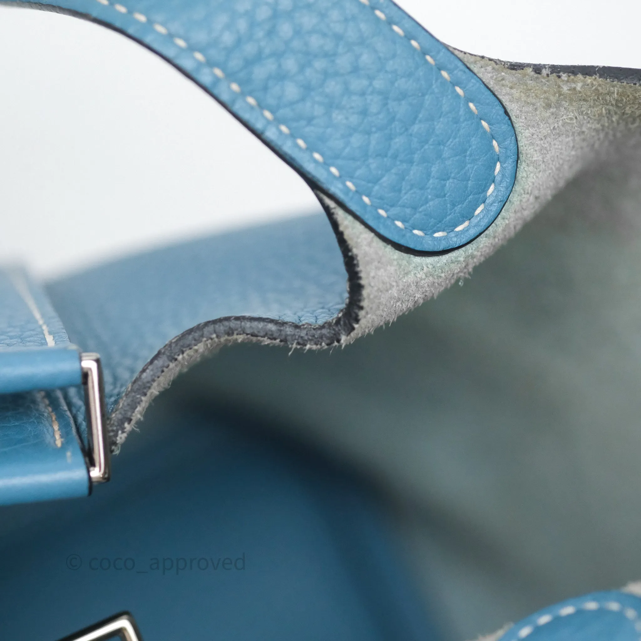 Herms Picotin 18 Blue Jean 75 Clemence Palladium Hardware